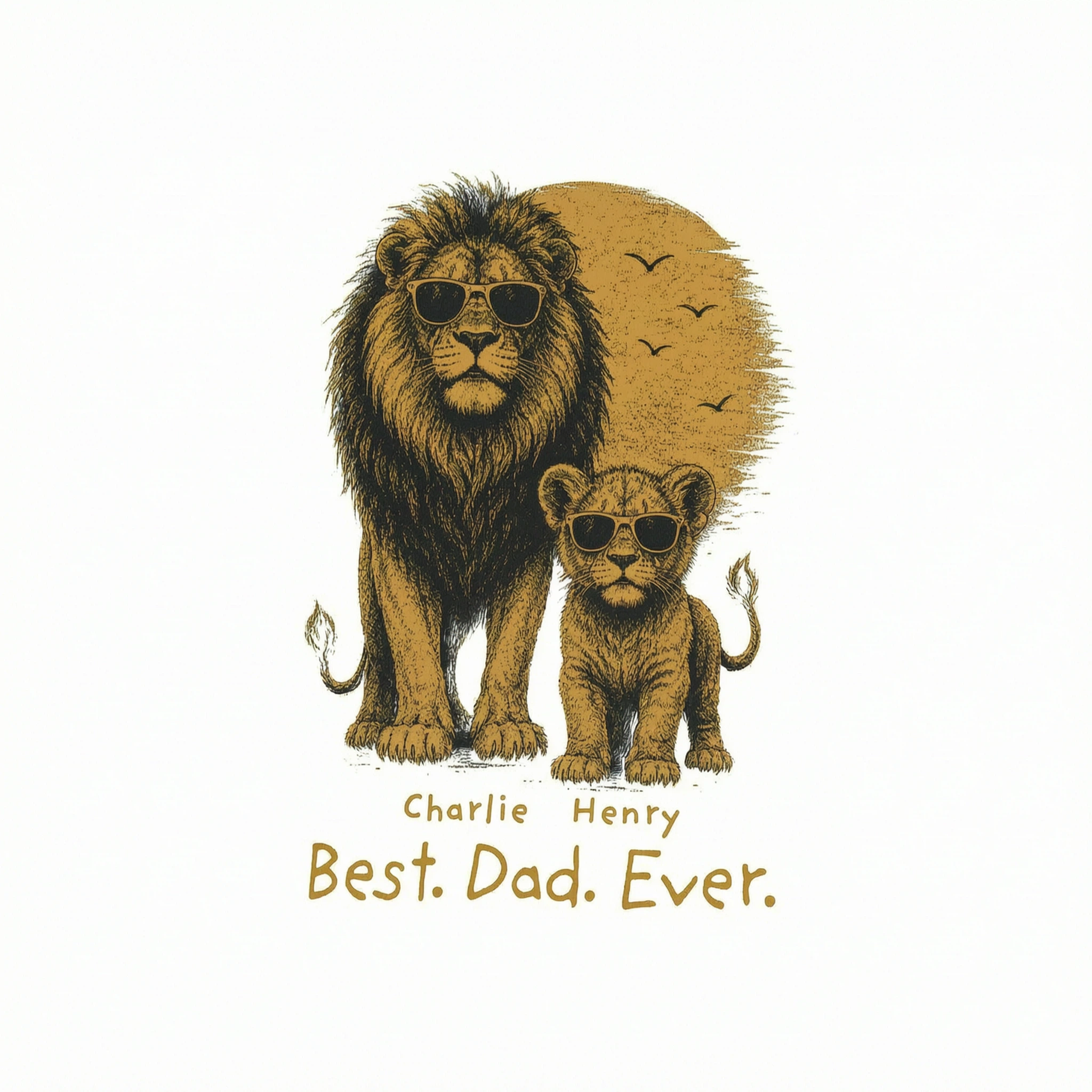 Retro Vintage Lion Dad And Kids Daddy Protector - Personalized Shirt - Cool Father's Day Gift For Dad, Husband