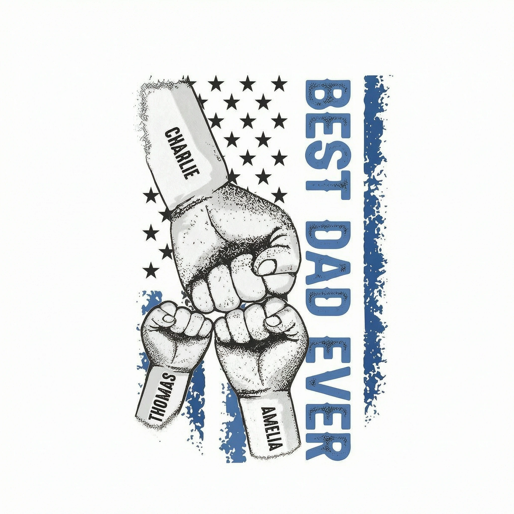Dad & Kids Fist Bump Nation Flag - Personalized Shirt - Heartfelt Gift For Dad, Husband