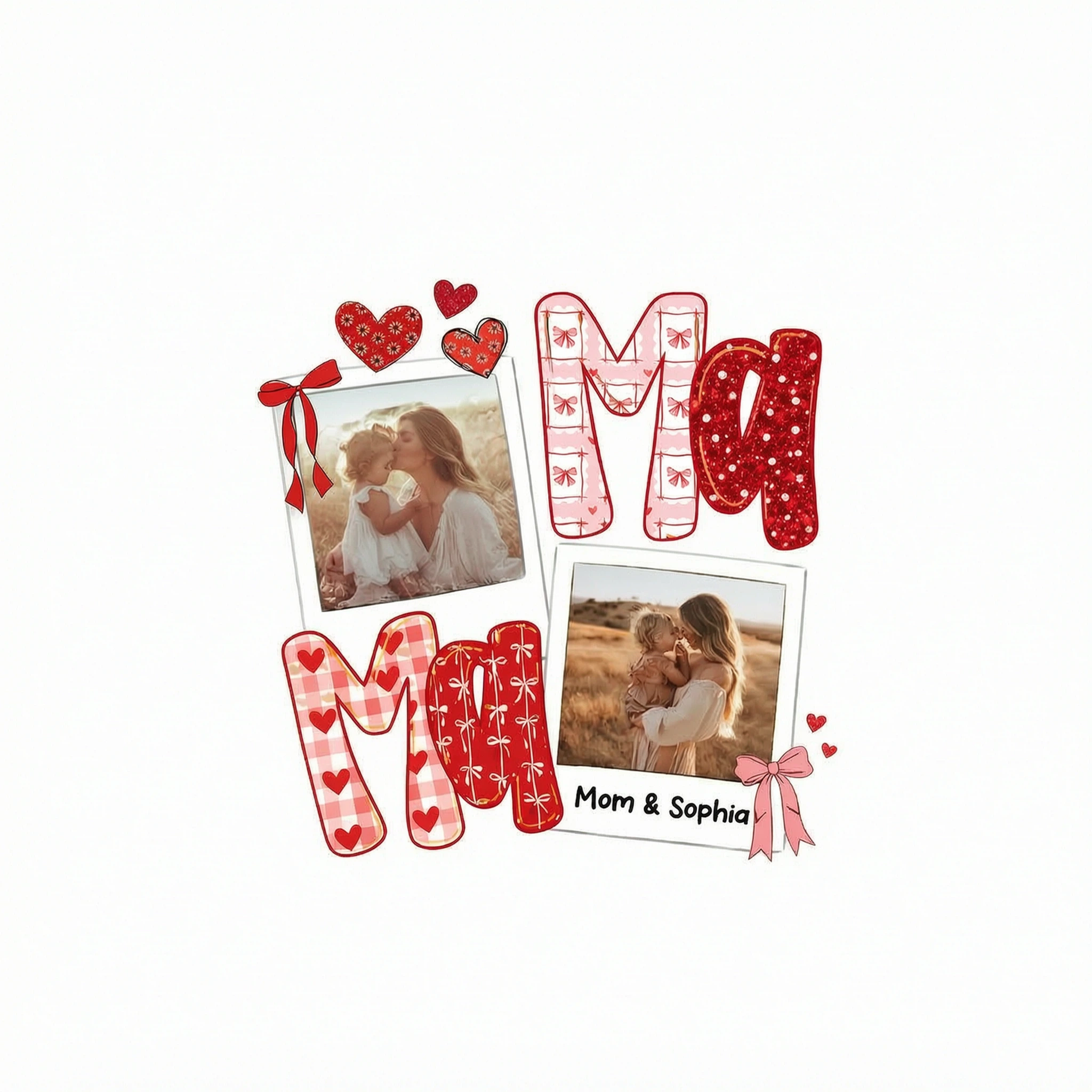 Preppy Mama Valentine Glitter Effect Photo - Personalized Shirt