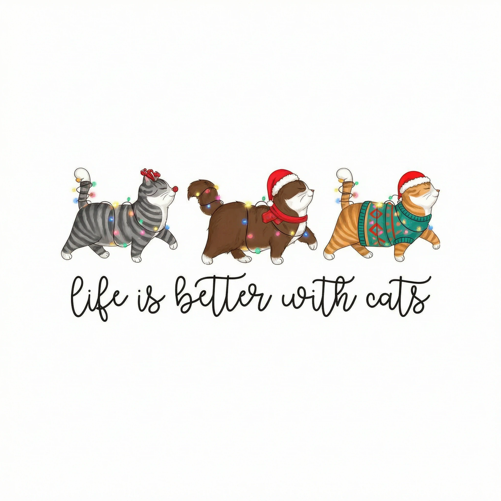 Cute Christmas Walking Cats Personalized Shirt