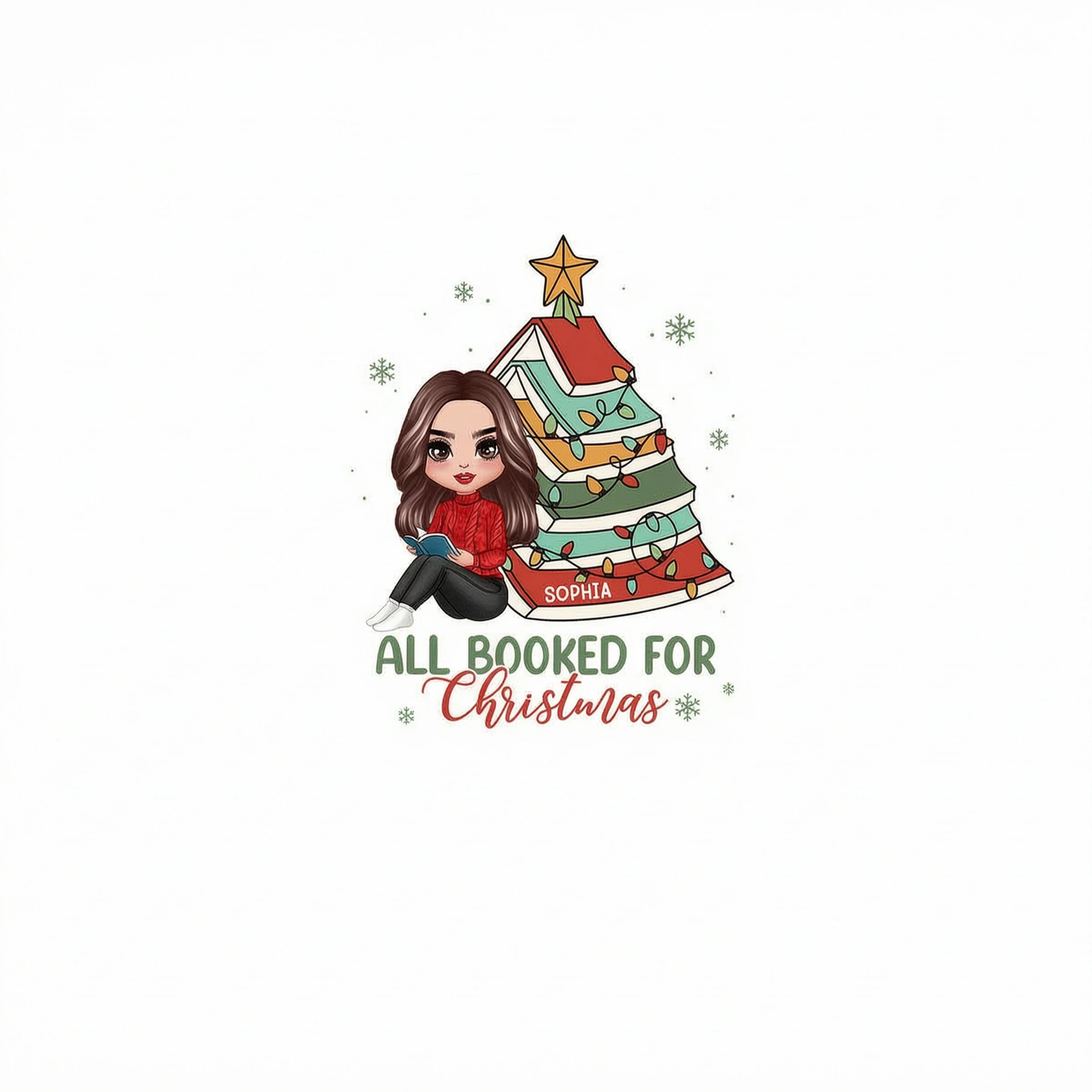 All Booked For Christmas Personalized Shirt For Book Lovers, Christmas Book Tree Shirt