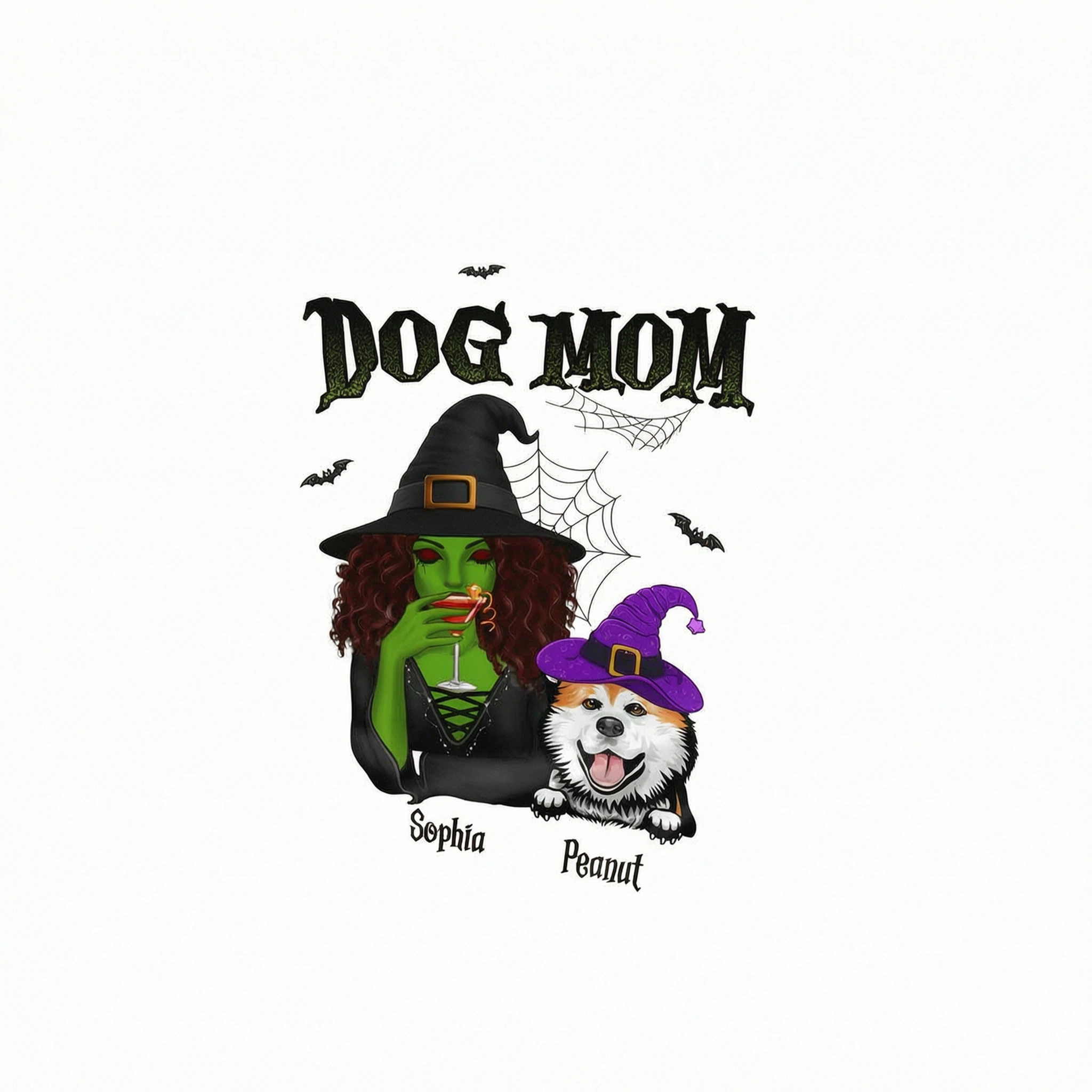 Halloween Green Witch Dog Mom Personalized 3D Shirt