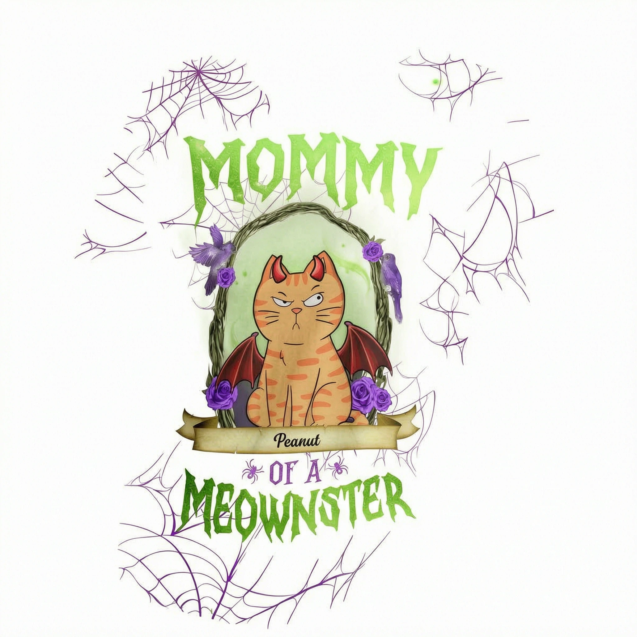 Halloween Purple And Green Theme Mommy Of The Monsters Cats Personalized 3D Shirt
