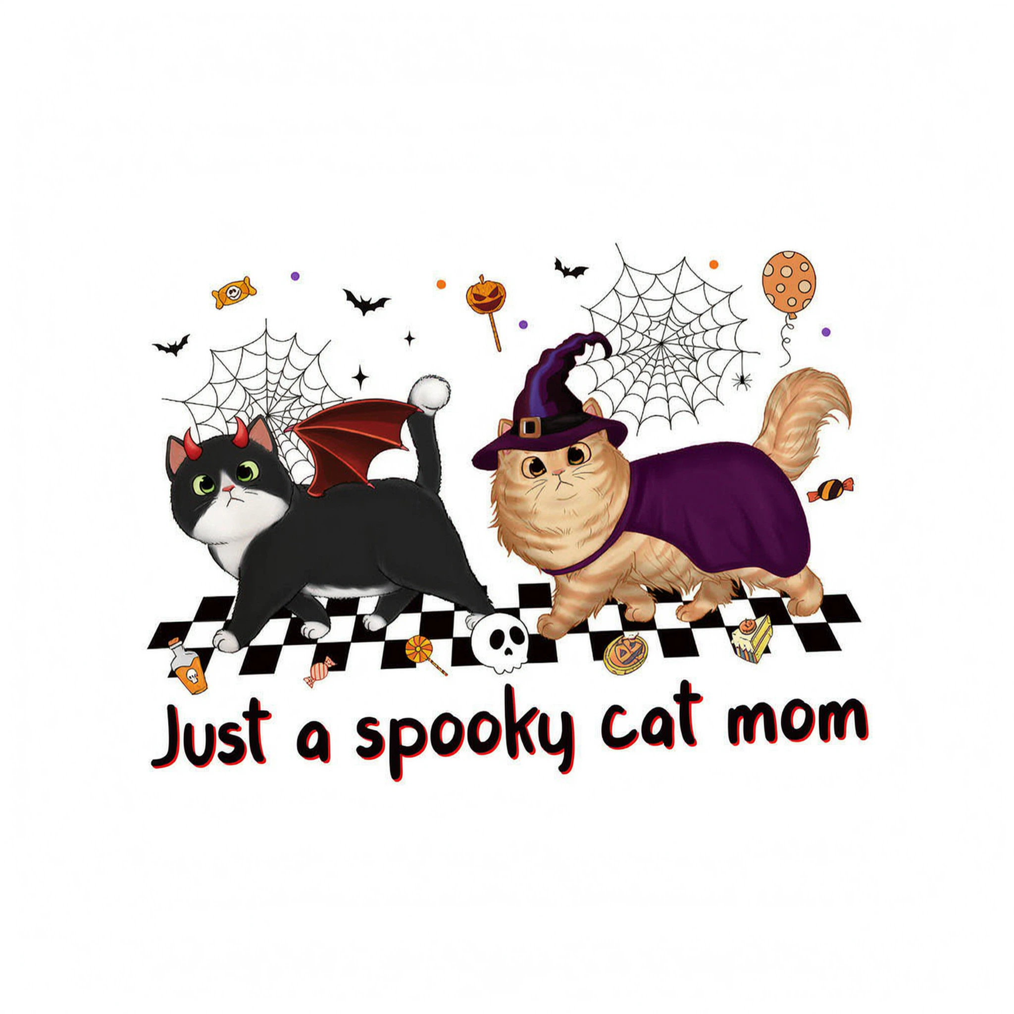 Just A Spooky Cat Mom Fluffy Cat Personalized Sweatshirt, Halloween Costume For Cat Lover