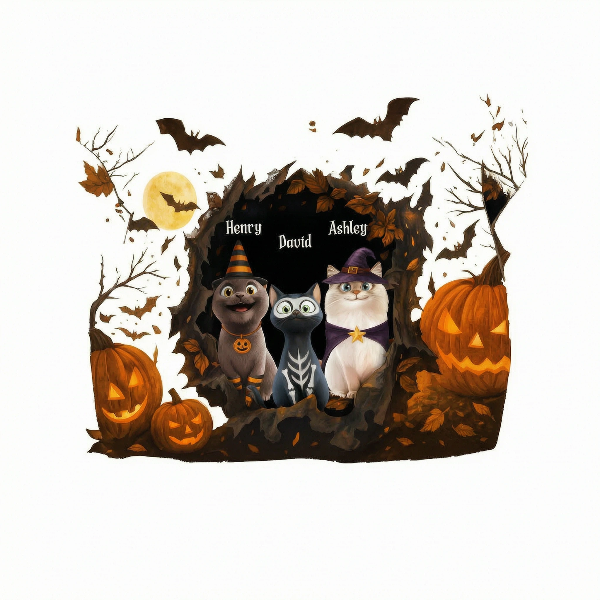 Halloween 3D Cat in Haunted Escape Personalized 3D Sweatshirt, Halloween Costume for Cat Lovers