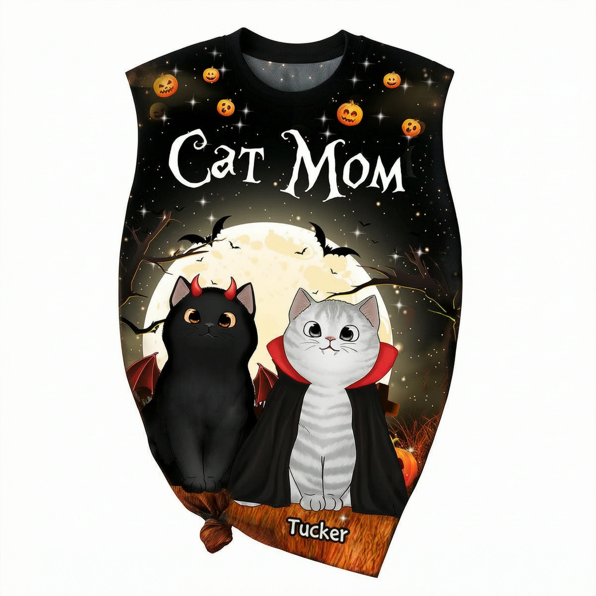Spooky Cats In Halloween Moon Light Personalized Shirt, Halloween Costume For Cat Lover