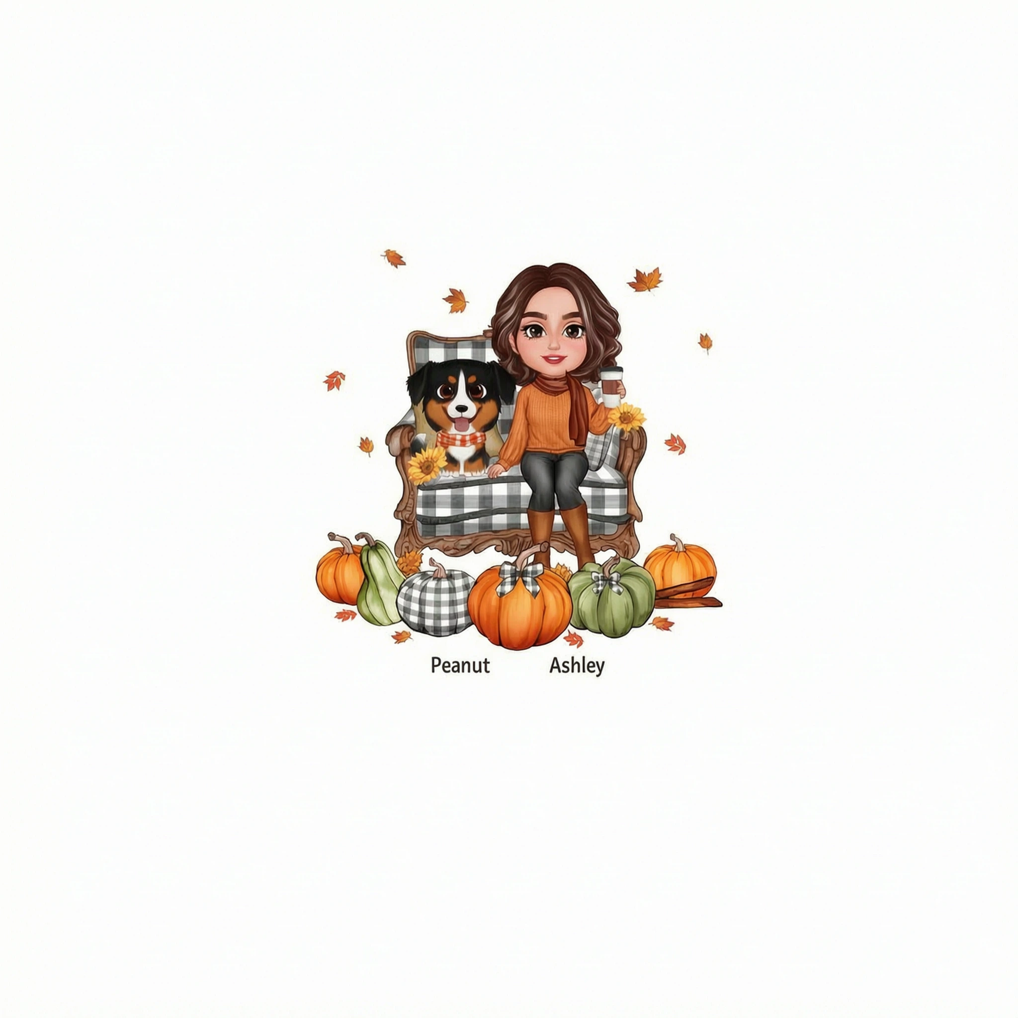 Fall Season Dog Mom On Chair Watercolor Cute Dogs Personalized Shirt