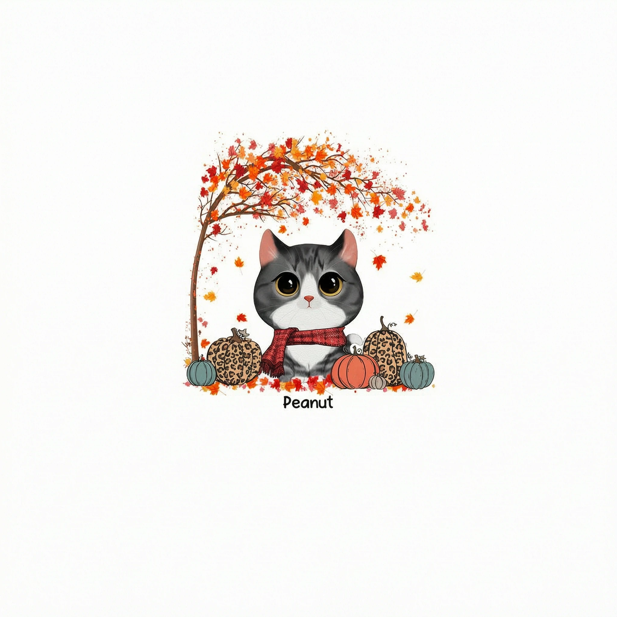 Fall Season Watercolor Cute Cats Under Tree Personalized Shirt