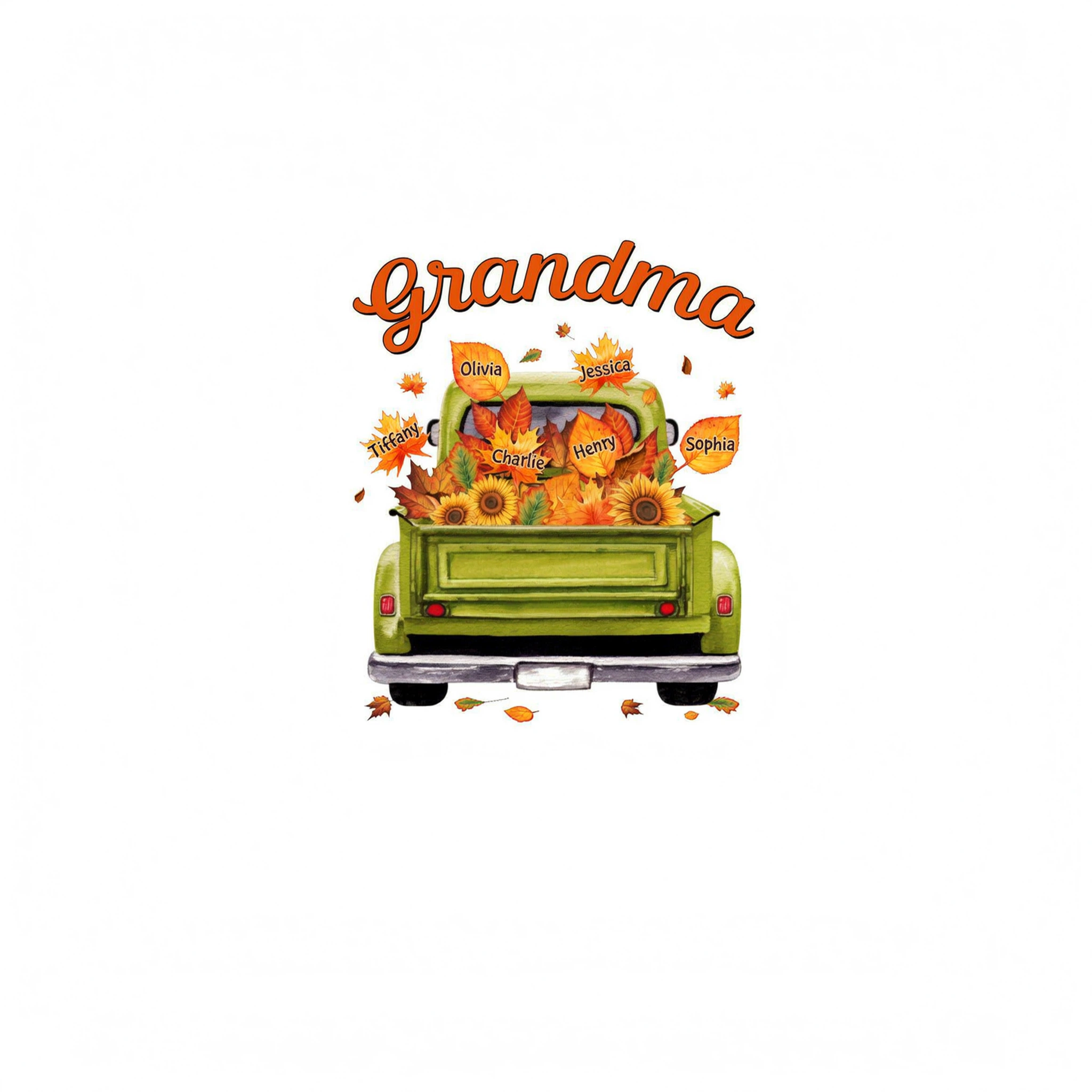 Grandma Mom Truck Leaves Fall Season Personalized Shirt