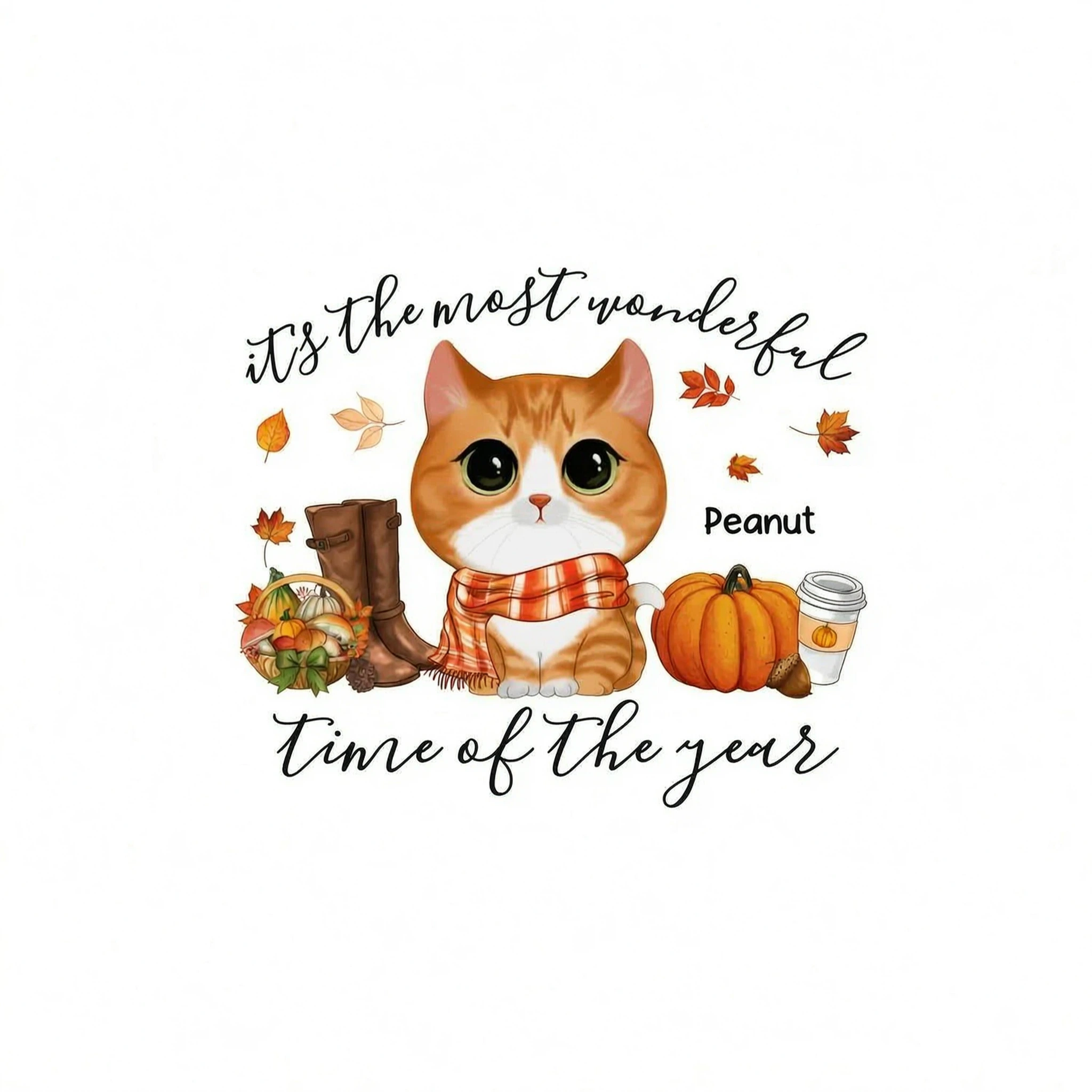 Fall Season Watercolor Cute Cats It�s The Most Wonderful Time Of The Year Personalized Shirt
