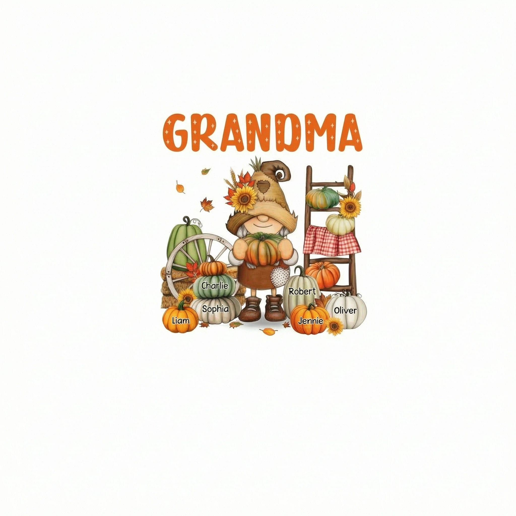 Grandma Mom Fall Season Gnome Personalized Shirt