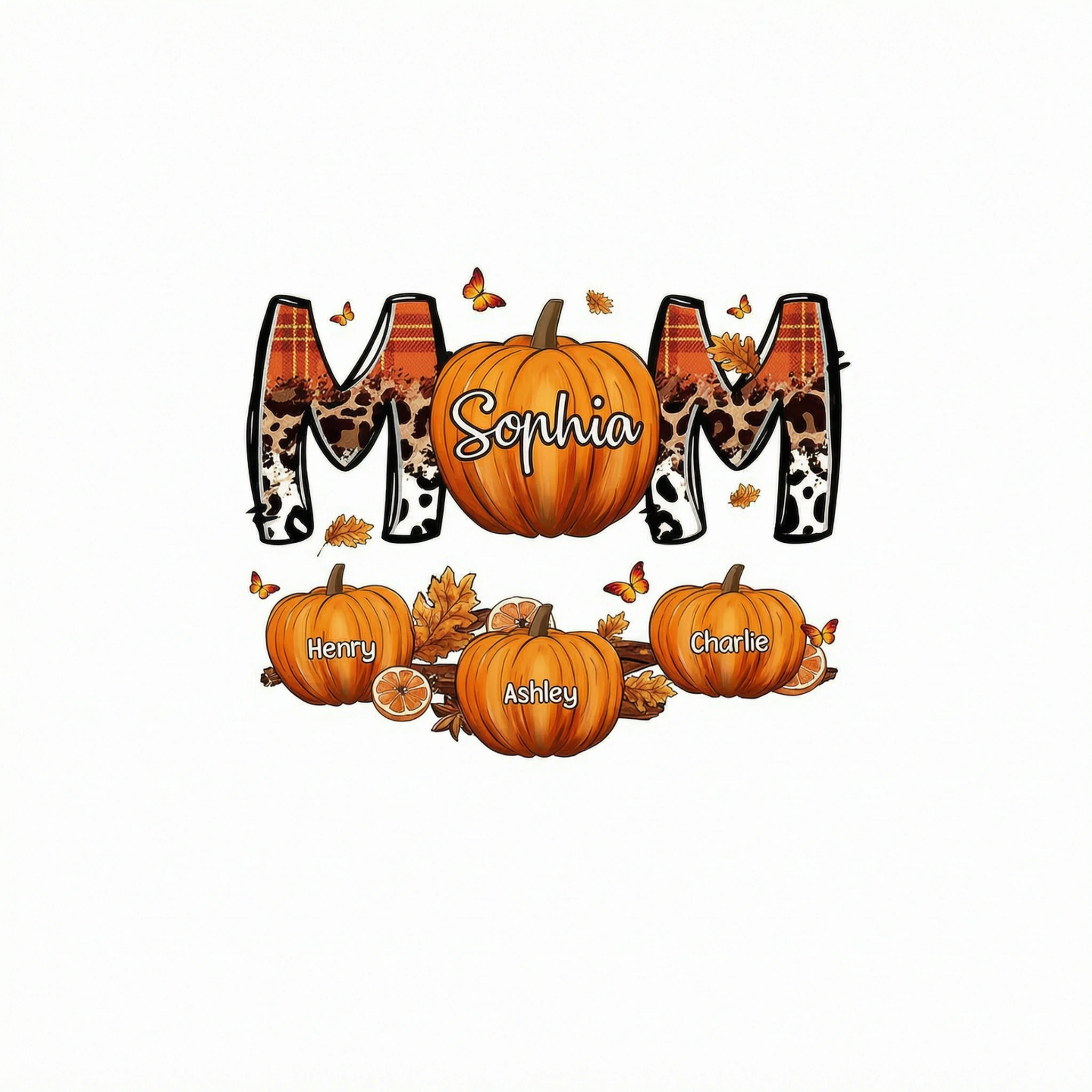 Mom Patterned Pumpkins Fall Season Personalized Shirt