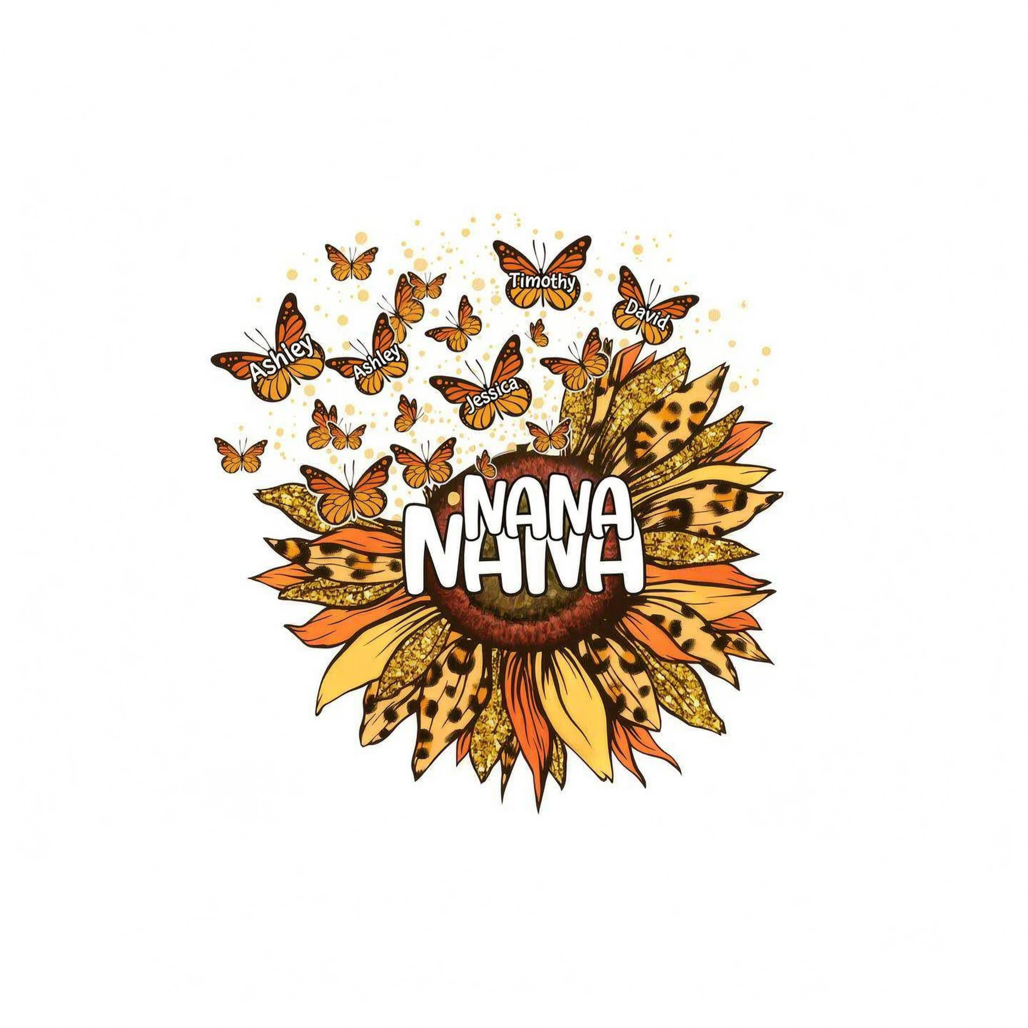 Grandma Mom Sunflower Butterflies Fall Season Personalized Shirt