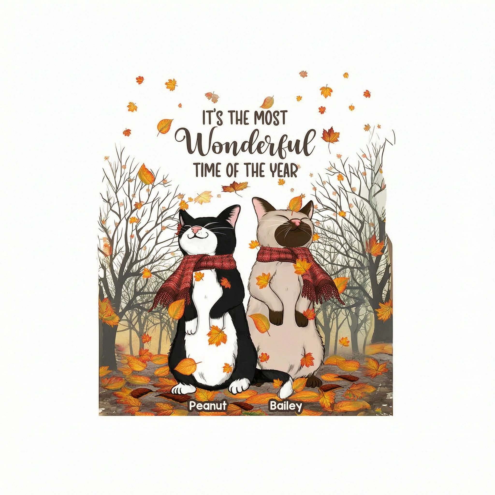 It's Fall Y'all Hello Fall Cute Standing Cats In Fall Season Theme Personalized Sweatshirt, Purrfect Gift for Cat Lover