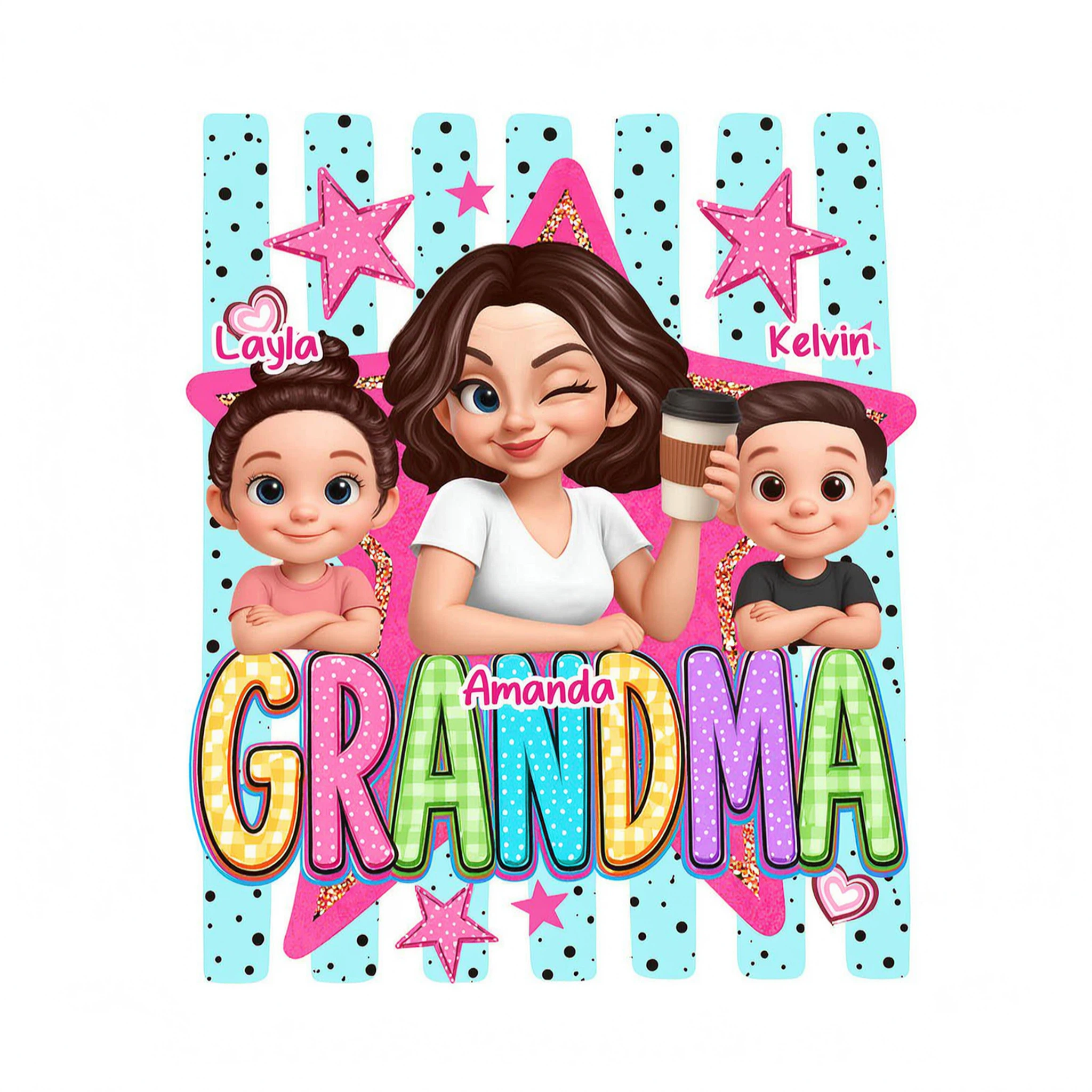 Grandma Striped Preppy Pattern - Personalized Shirt
