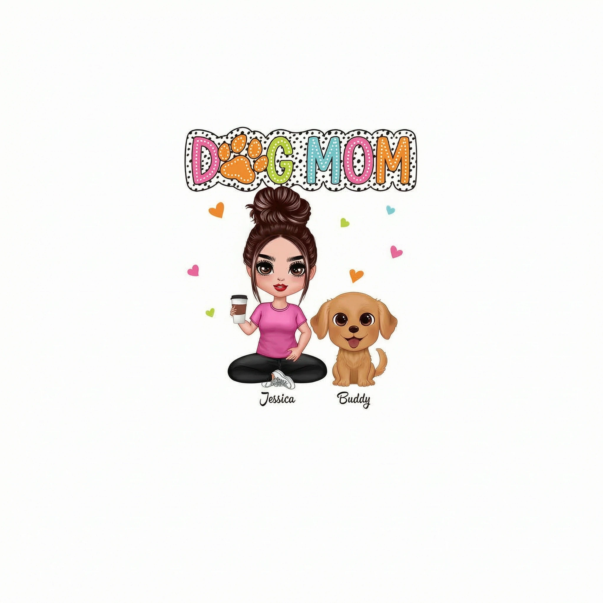 Dog Mom Summer Vibe Woman & Cute Watercolor Dogs Personalized Shirt