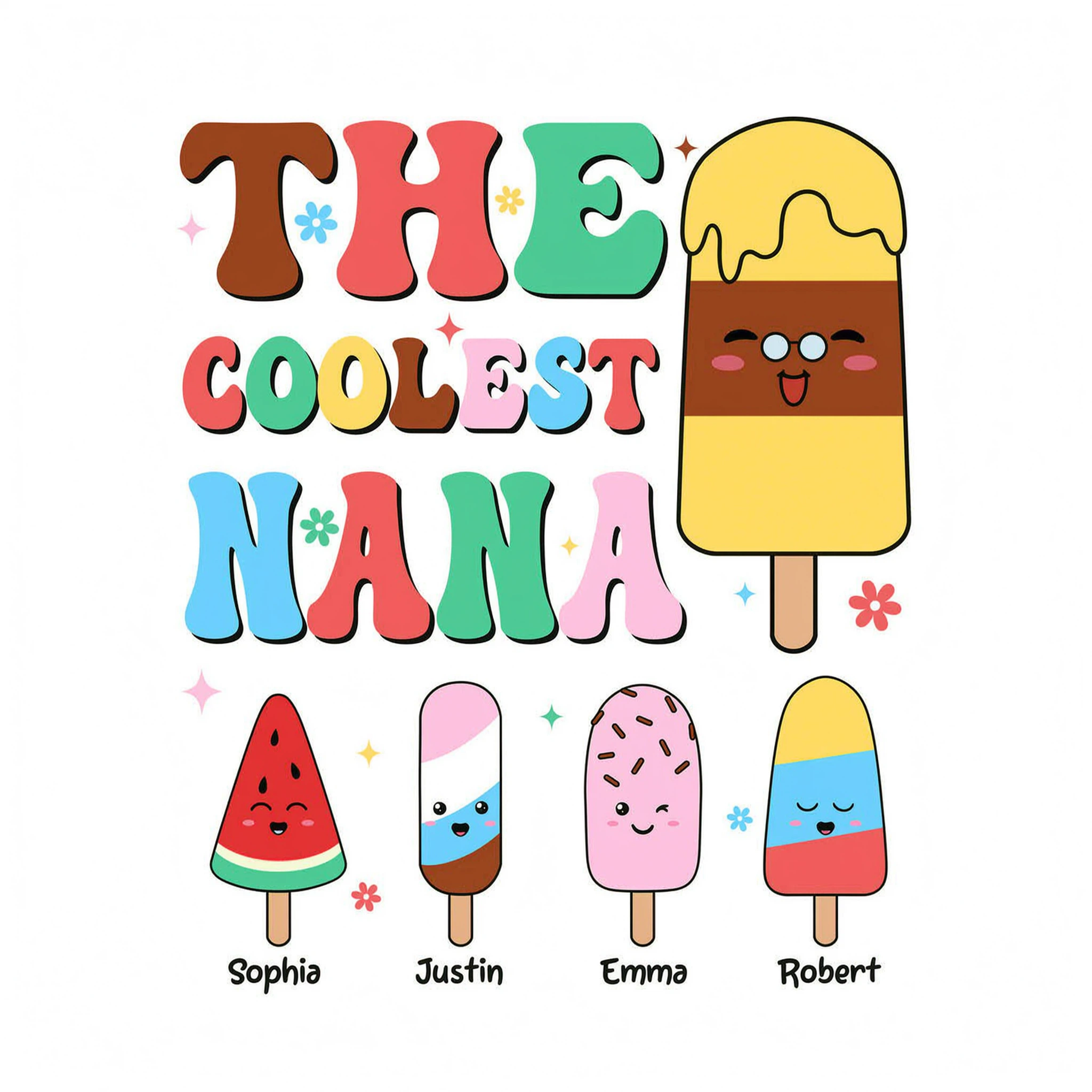 The Coolest Grandma Ice Cream Summer Personalized Shirt