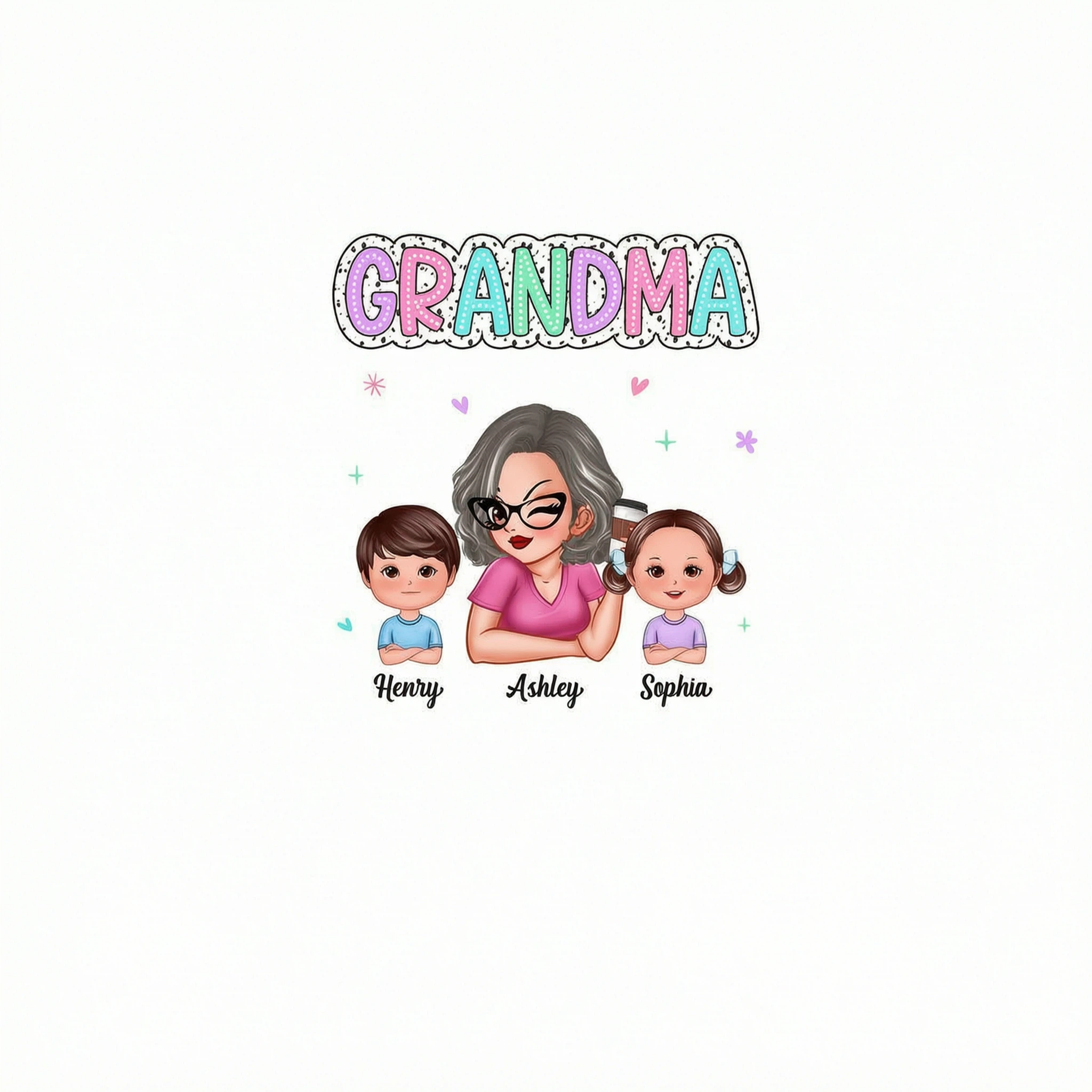 Summer Pastel Dalmatian Dots Grandma And Grandkids Personalized Shirt