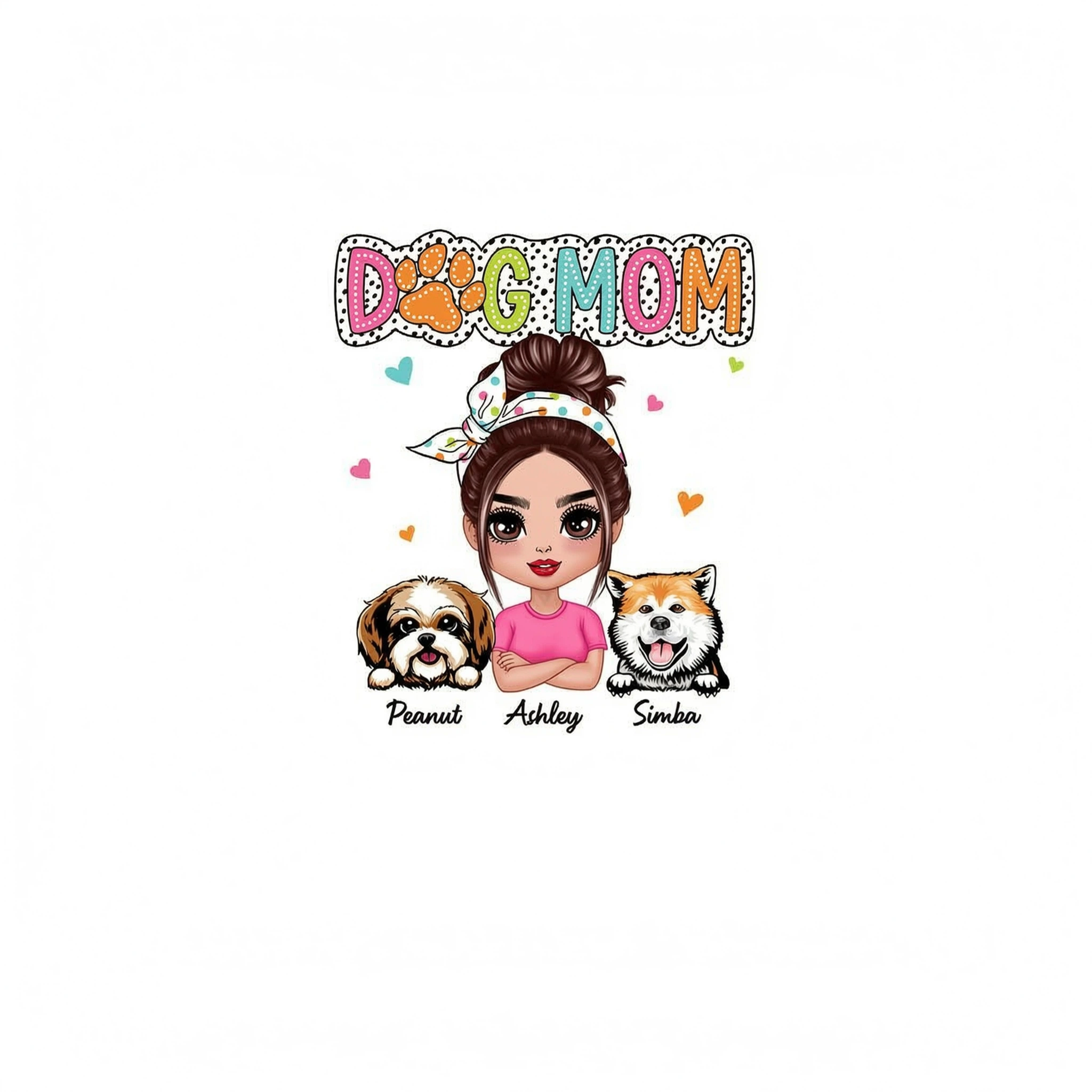 Dog Mom Summer Vibe Dots Sassy Woman & Peeking Dogs Personalized Shirt