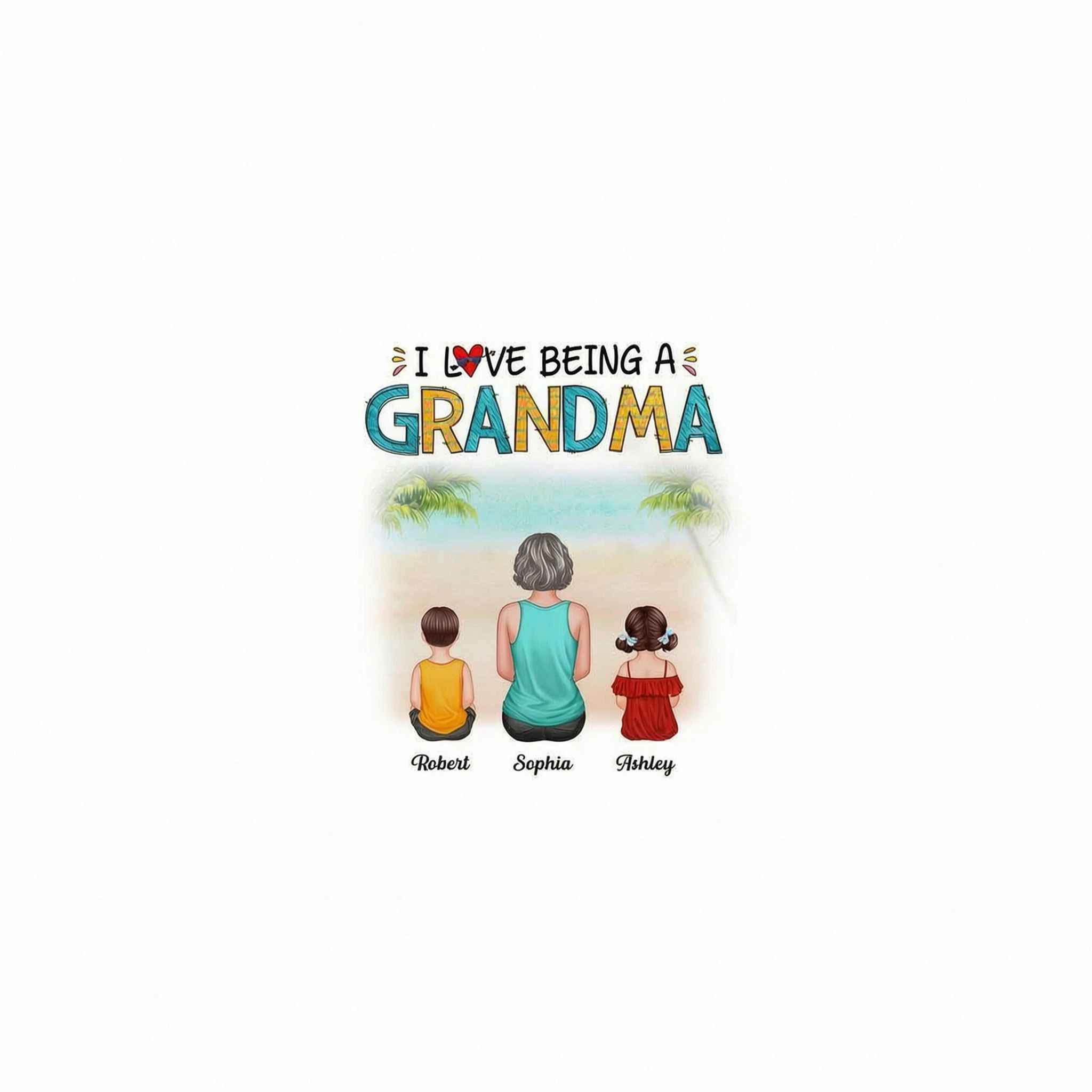 Summer Love Being A Grandma Back View Woman & Kid Dog Cat Personalized Tank Top Shirt