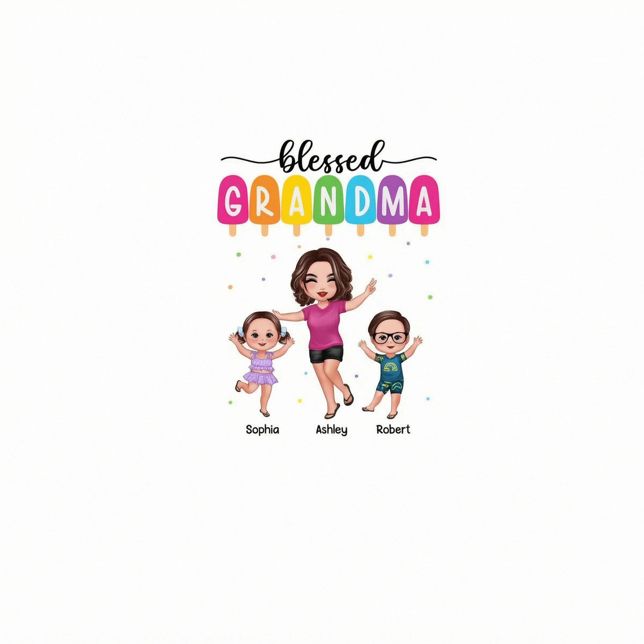 Summer Happy Doll Grandma Grandkids Personalized Shirt