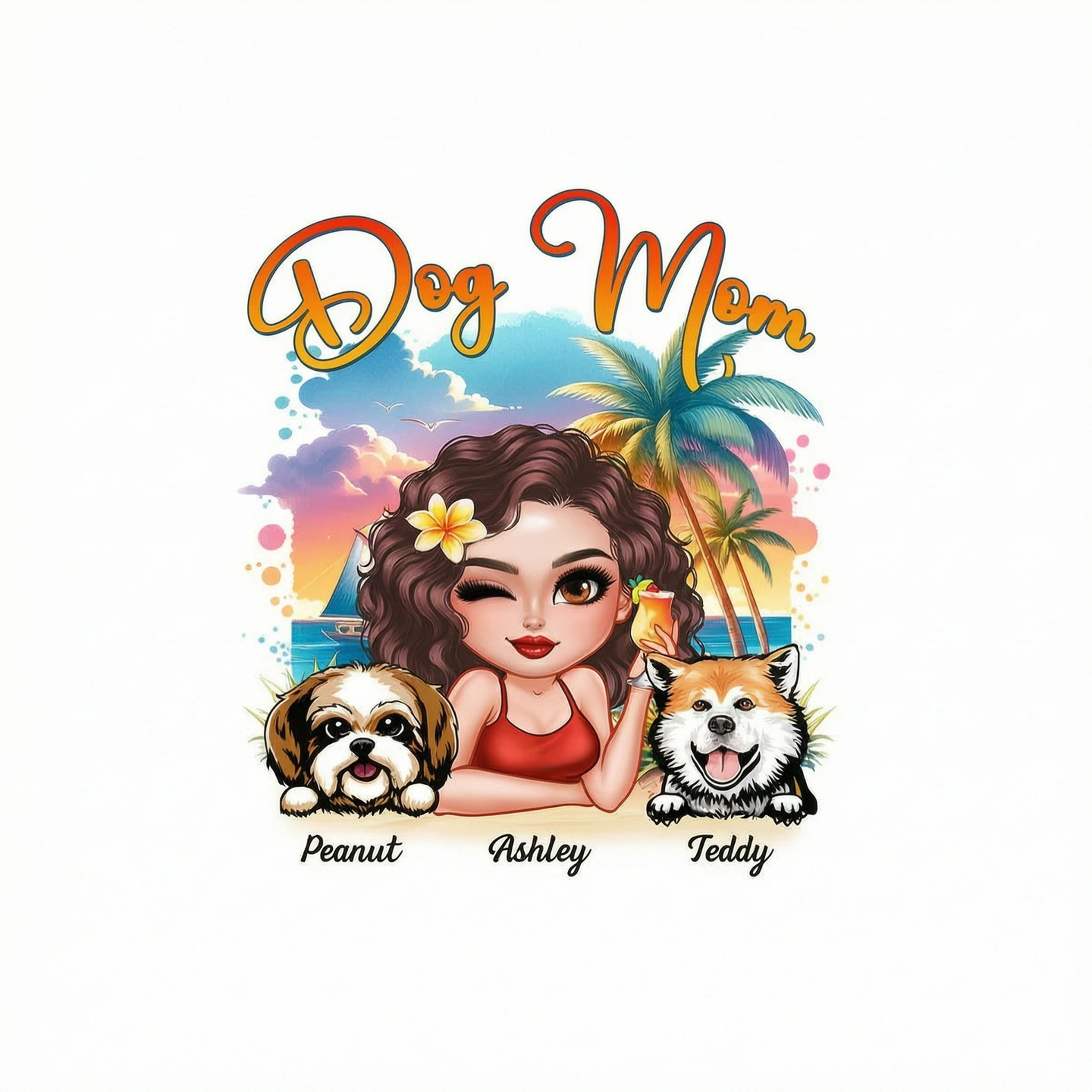 Summer Vibe Dog Mom Personalized Shirt