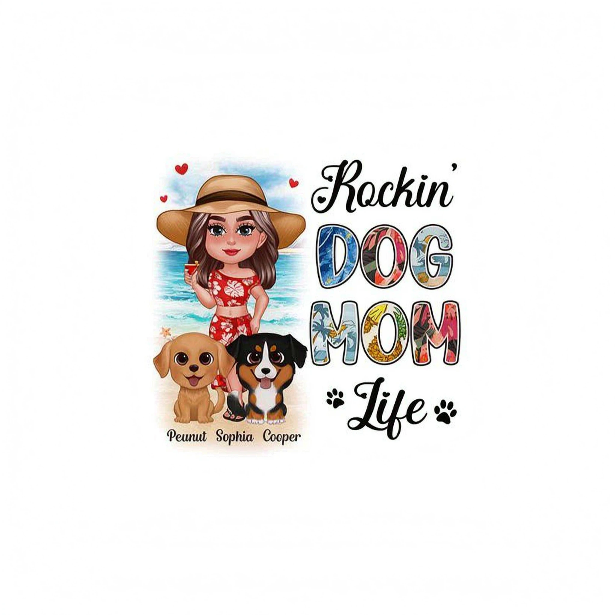 Summer Doll Woman New Face With Watercolor Cute Dogs Rockin� The Dog Mom Life Personalized Tank Top Shirt