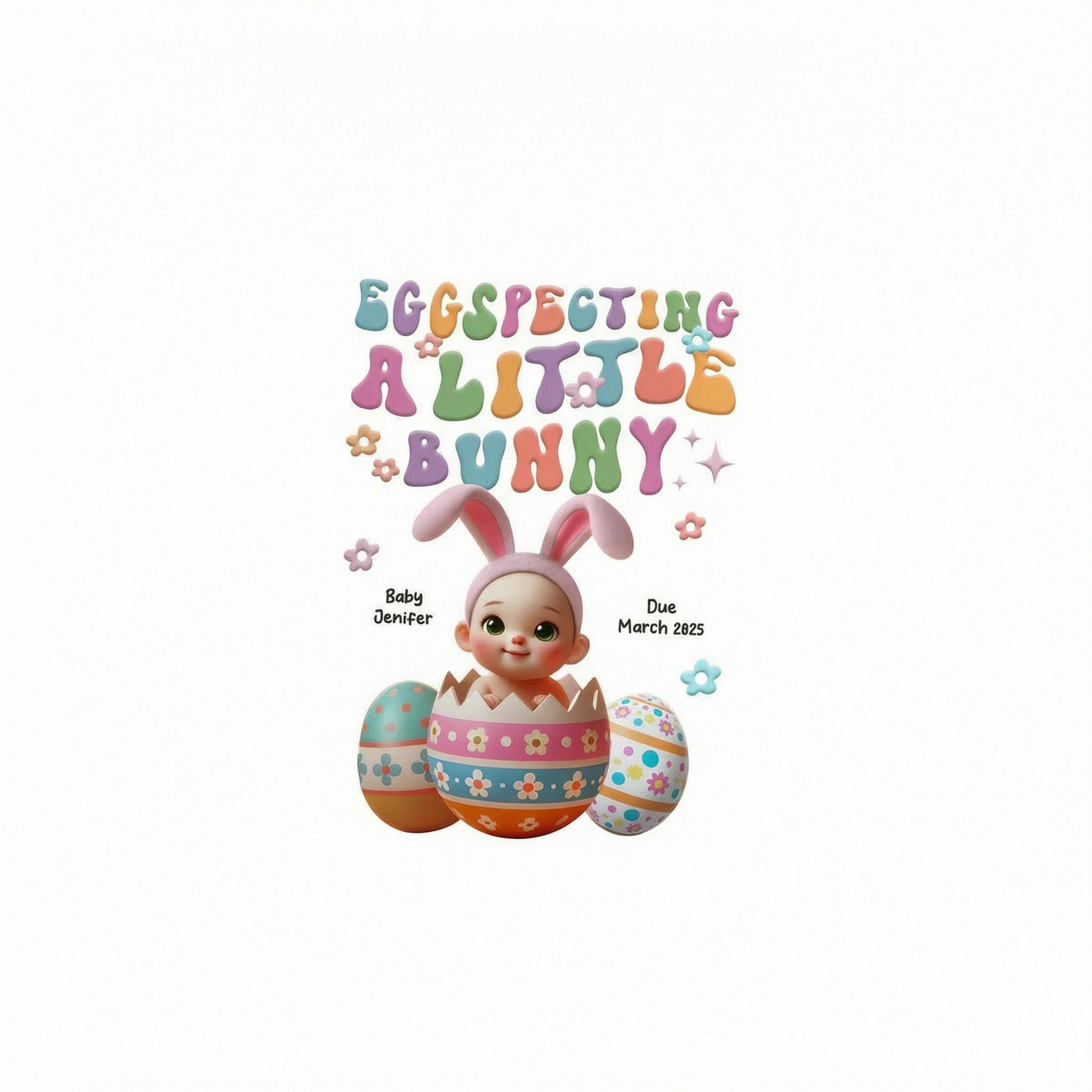 Eggspecting A Little Bunny Personalized Shirt, Easter Pregnancy Announcement, Easter Maternity Expecting Gift for Mom