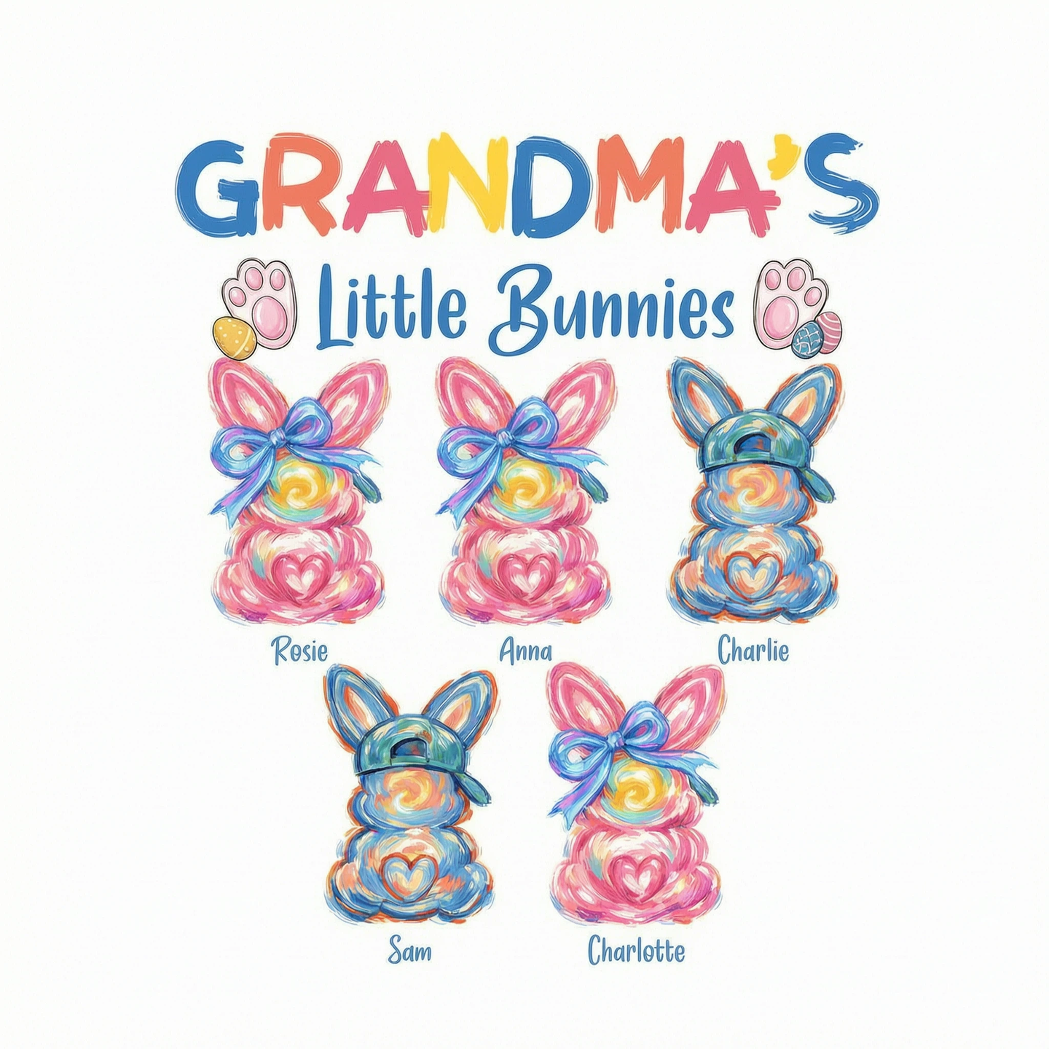 Grandma's Little Bunnies Colorful Brushstroke - Personalized Shirt