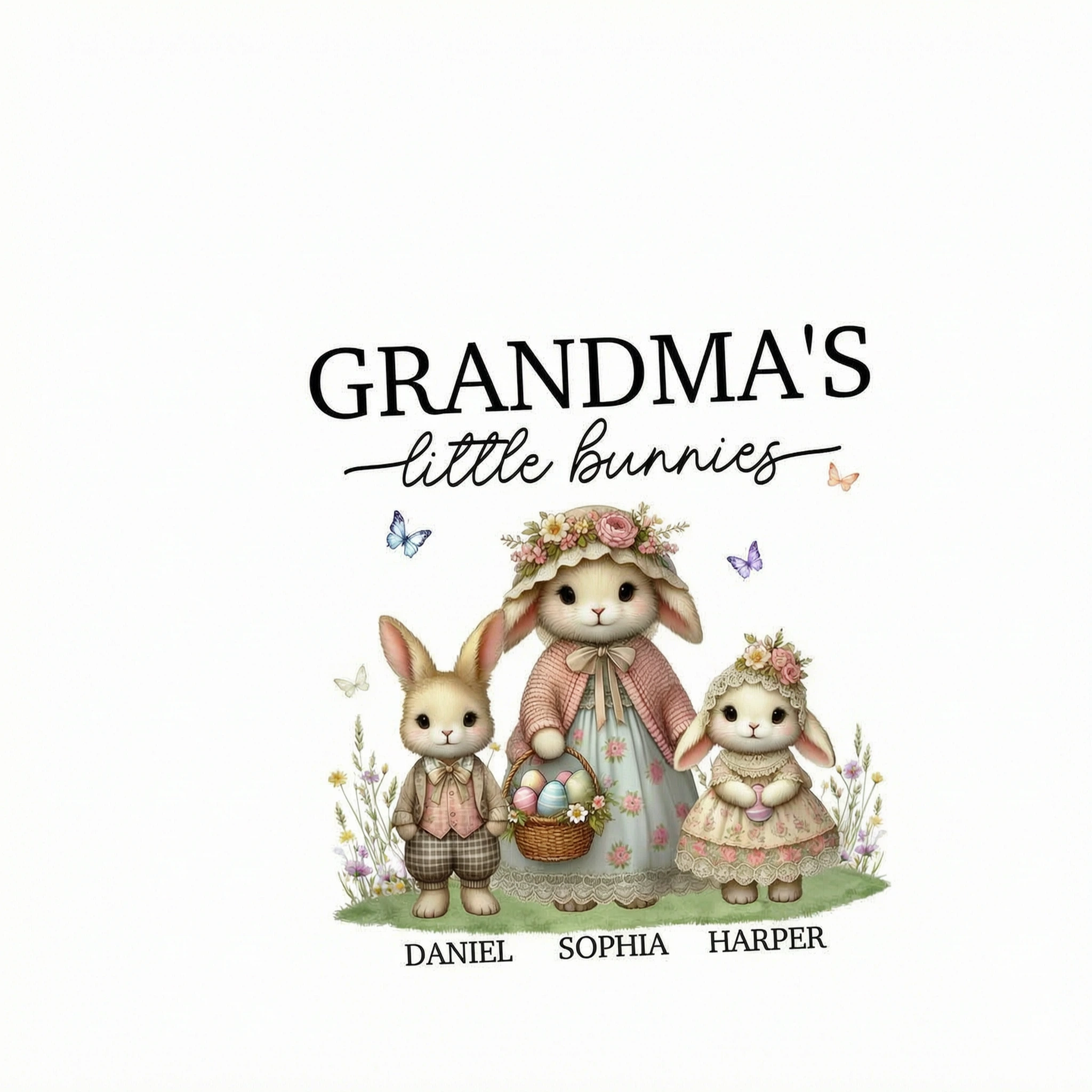 Vintage Grandma Bunny Easter Personalized Shirt