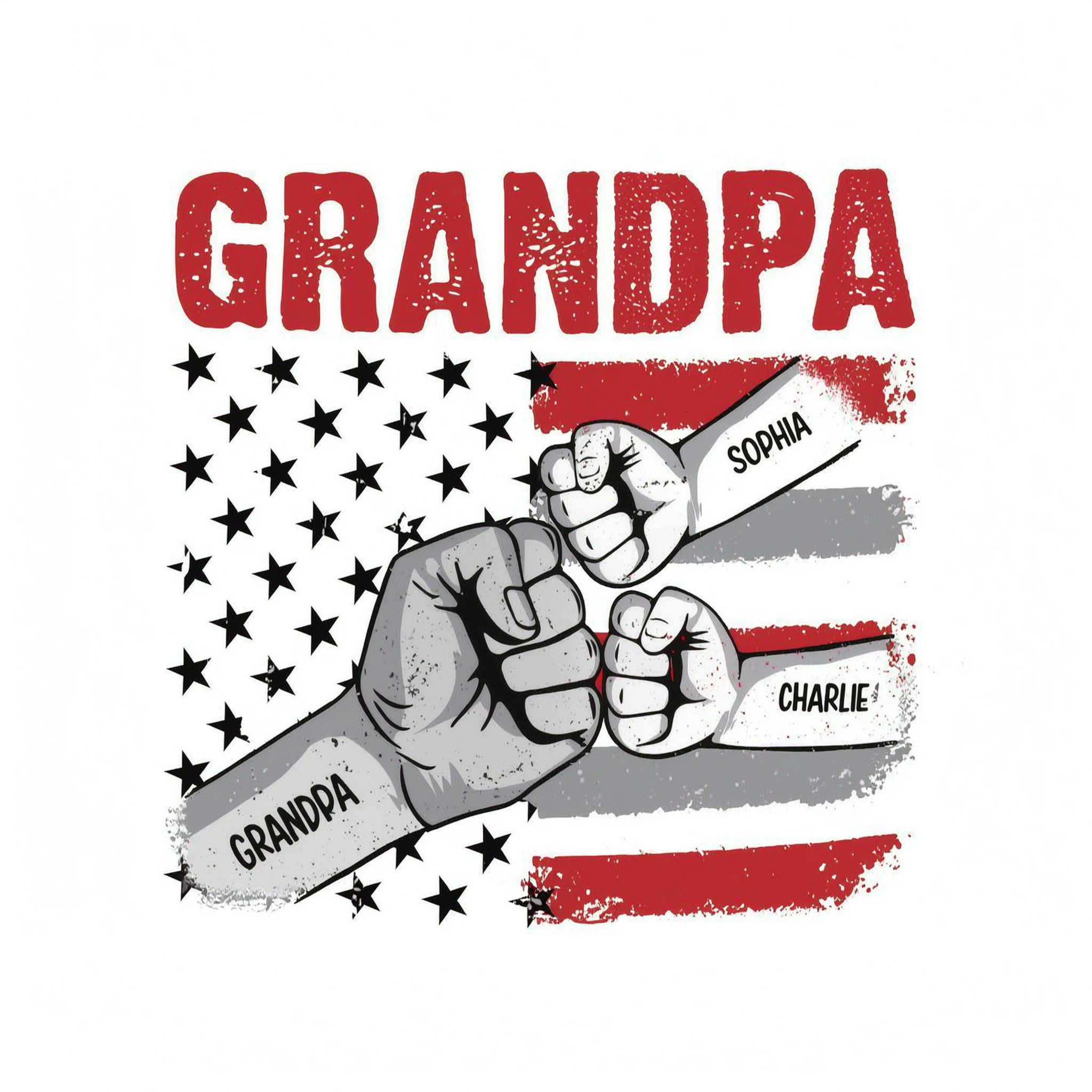Grandpa Fist Bump Nation Flag Personalized Stainless Steel Tumbler With Handle, Birthday Gift For Grandpa, Father's Day