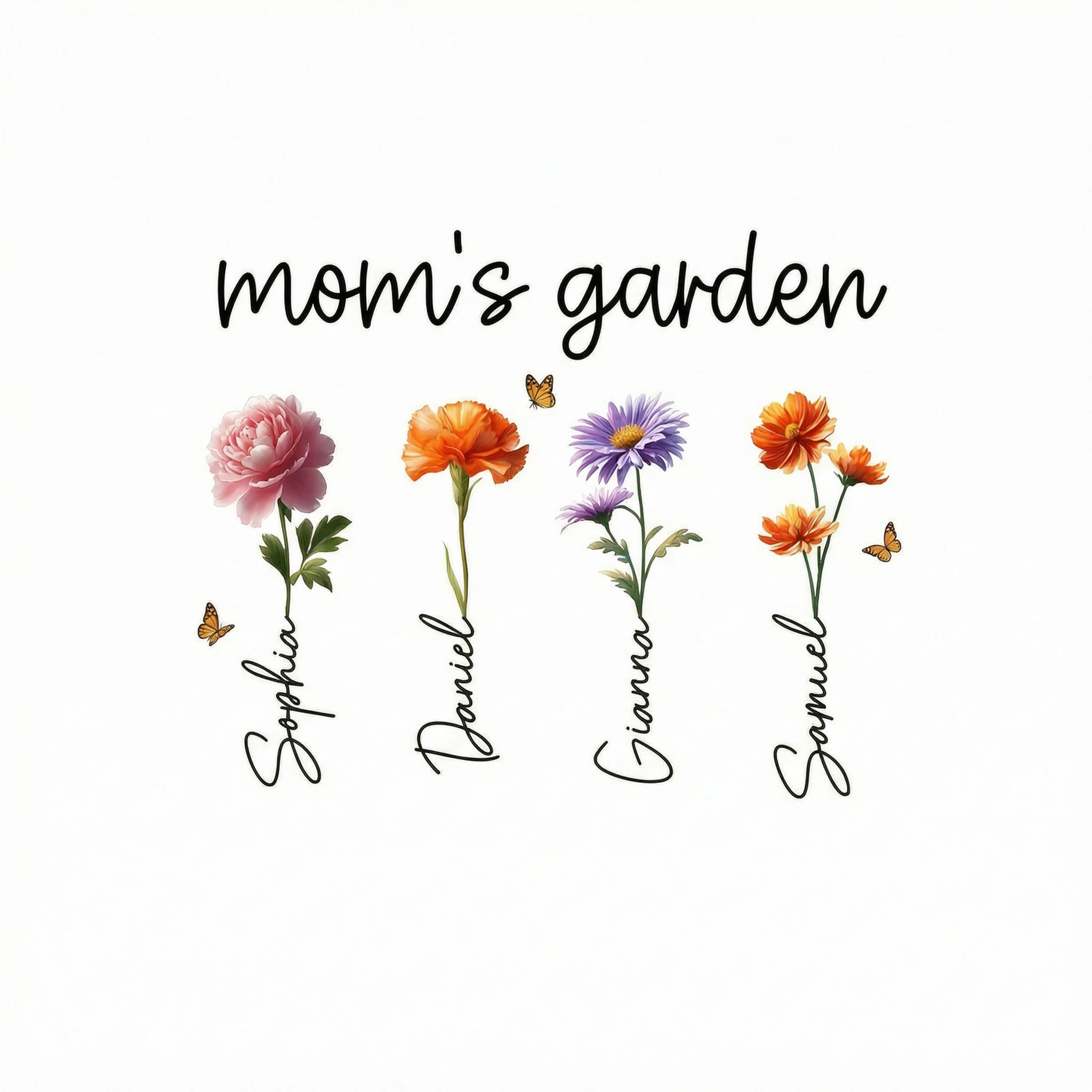 Mom's Garden 3D Effect Birth Month Flower Personalized Shirt