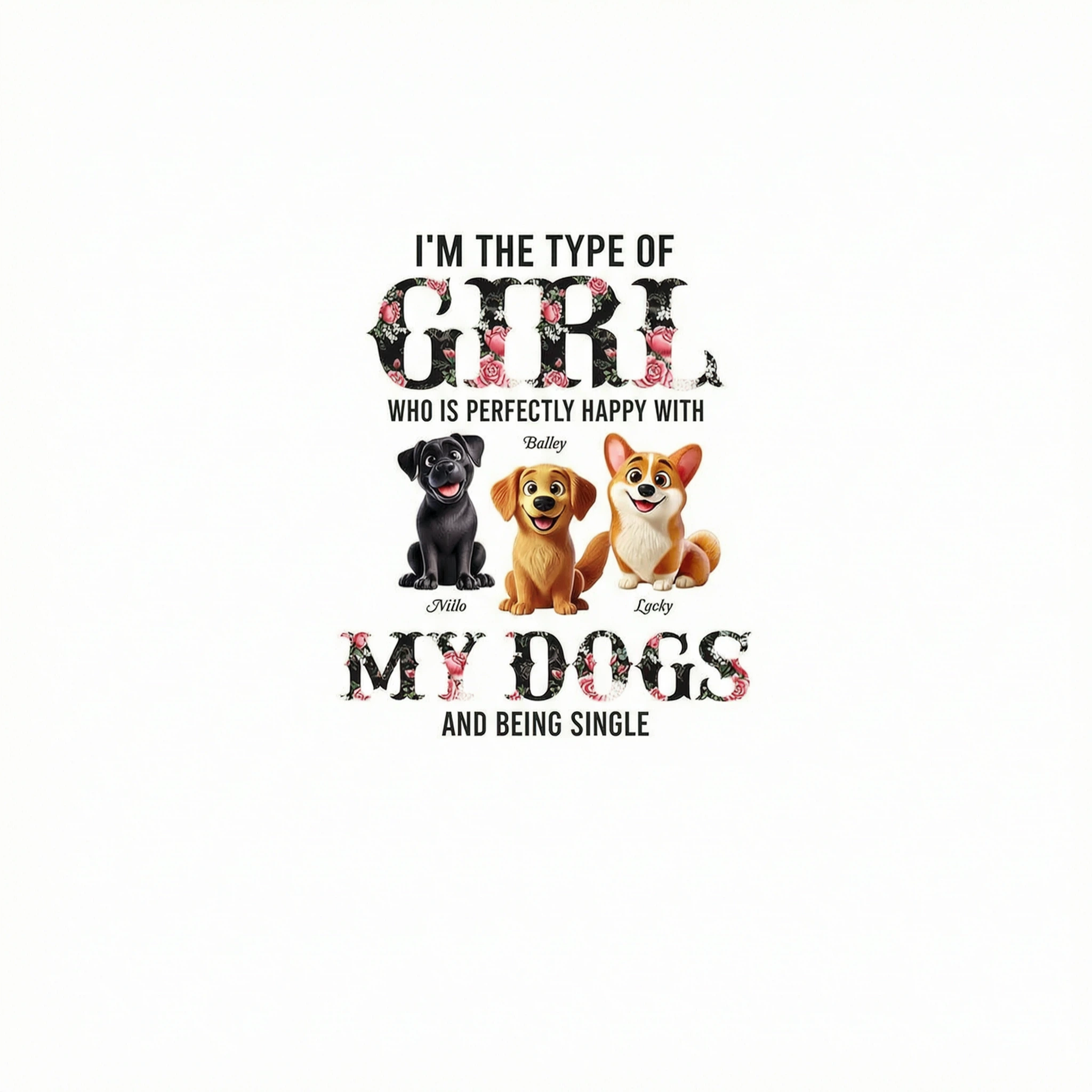 Perfectly Happy With Dogs And Being Single Cute Realistic Cartoon Dog Personalized Shirt, Birthday  Gift For Dog Owner,