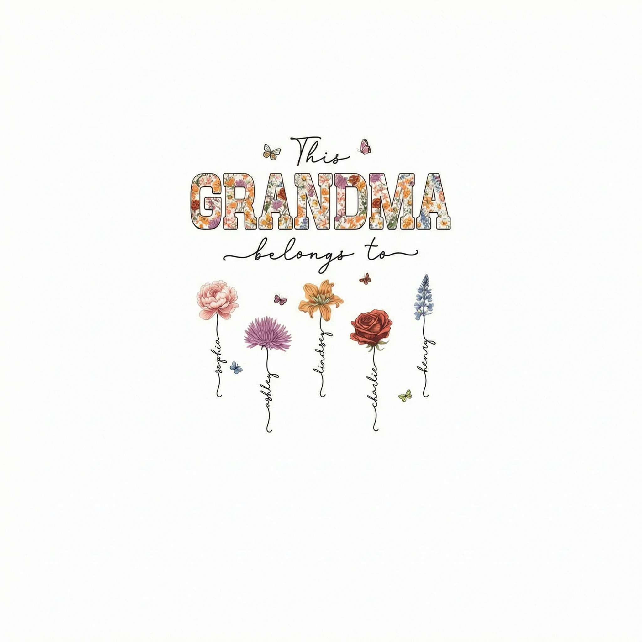 This Grandma Belongs To Vintage Birth Month Flowers Personalized Shirt