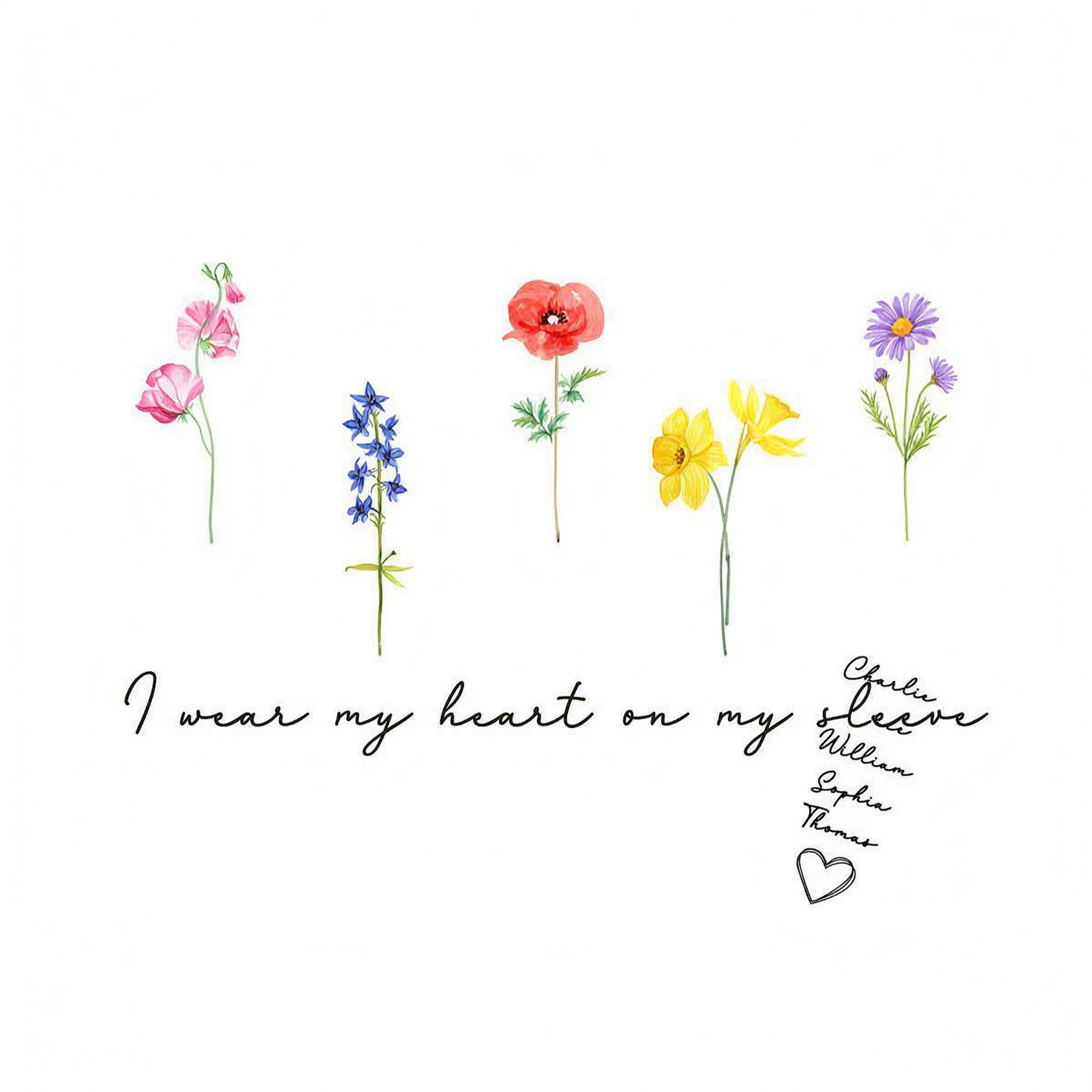 Watercolor Birth Month Flowers Personalized Sleeve Printed Sweatshirt, Gift For Mom Granma Aunt