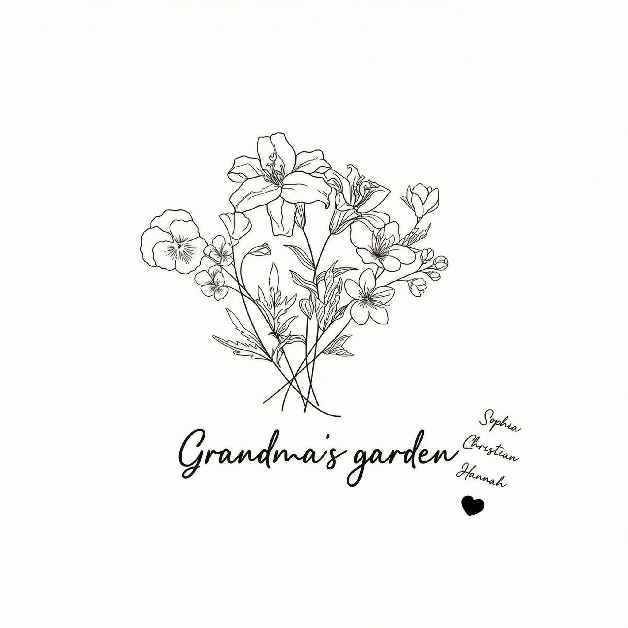 Custom Birth Month Flower Bouquet Grandma Garden Gift Personalized Sleeved Printed Sweatshirt