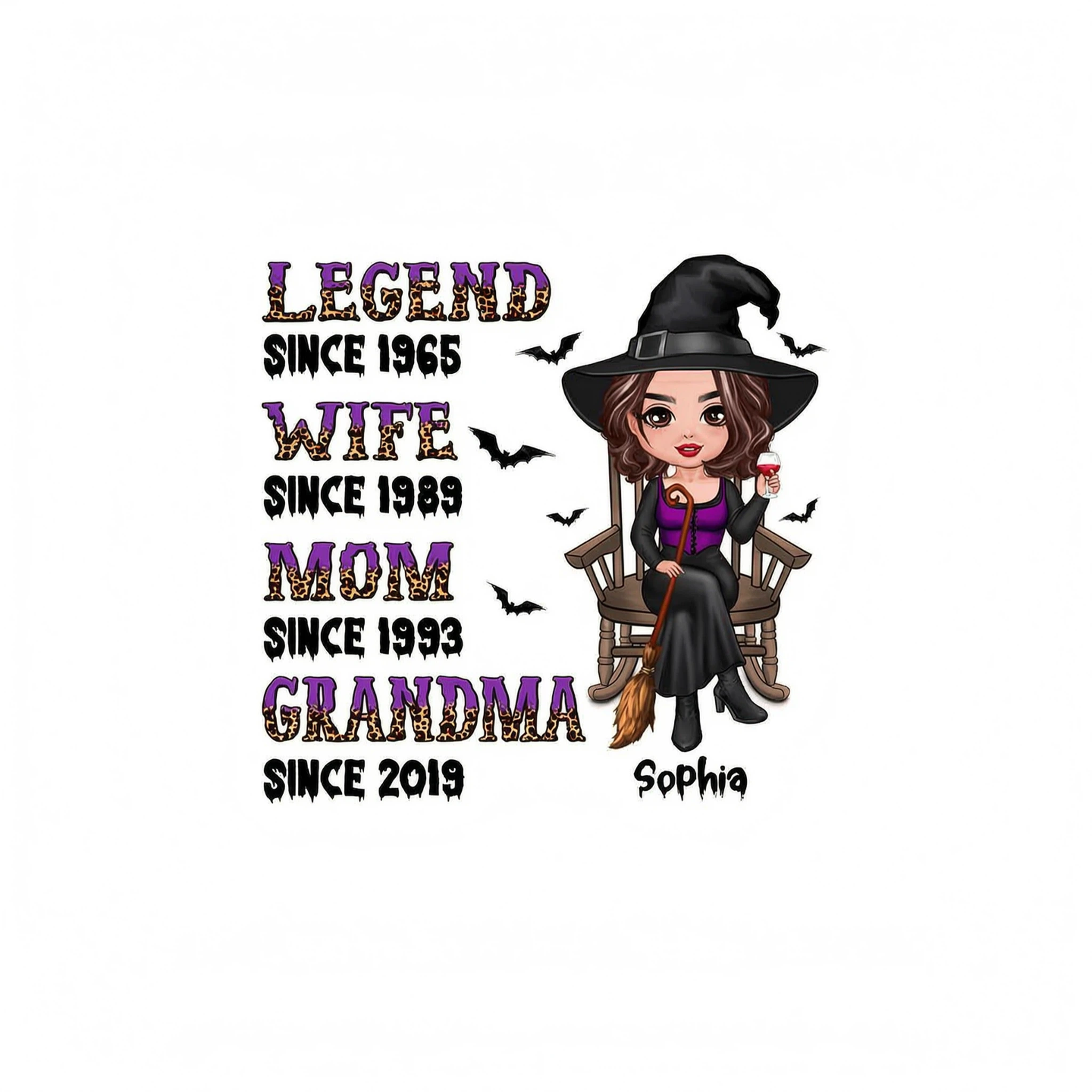 Halloween Grandma Mom Sitting Legend Personalized Shirt