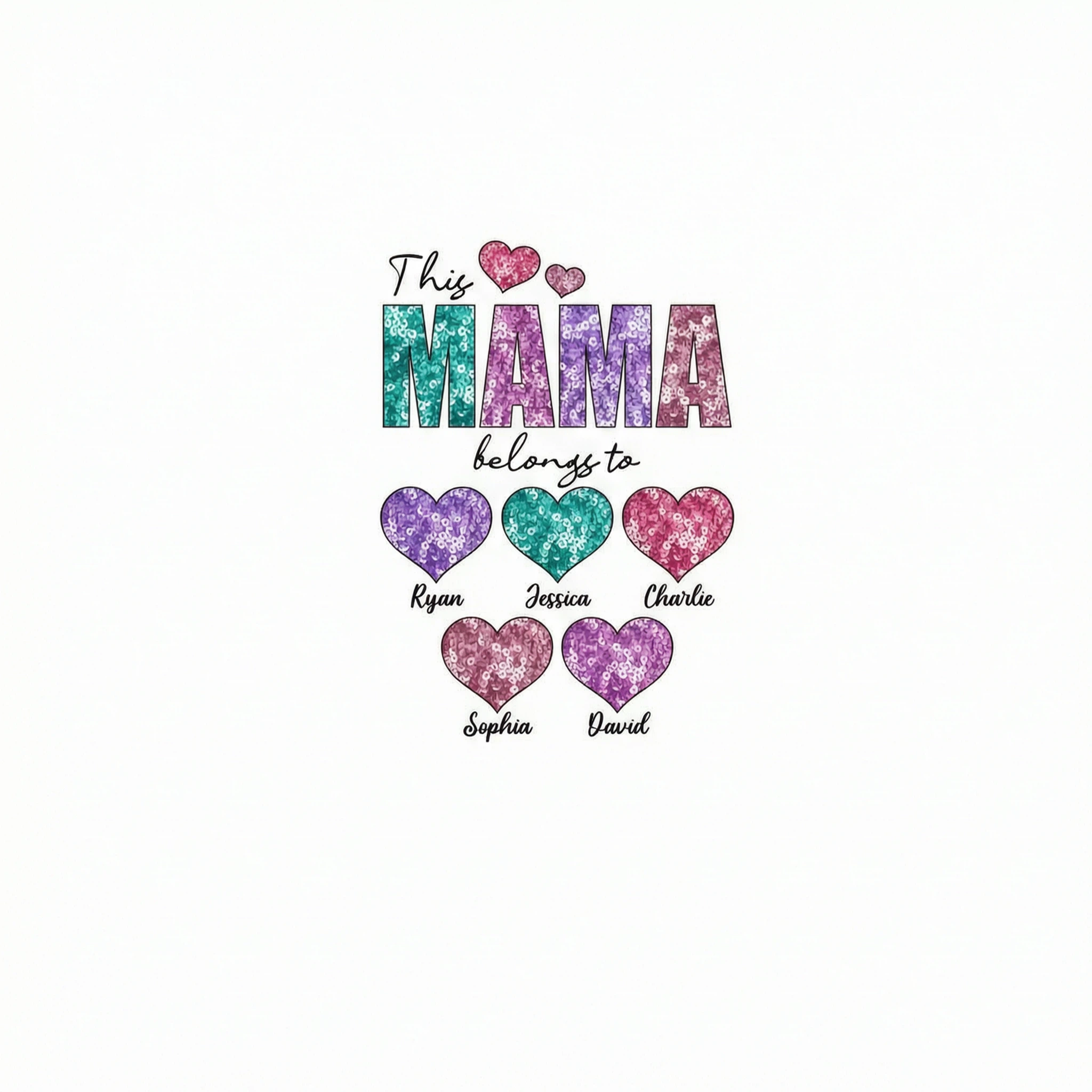 This Grandma Mom Belongs To Faux Sequin Hearts Personalized Shirt