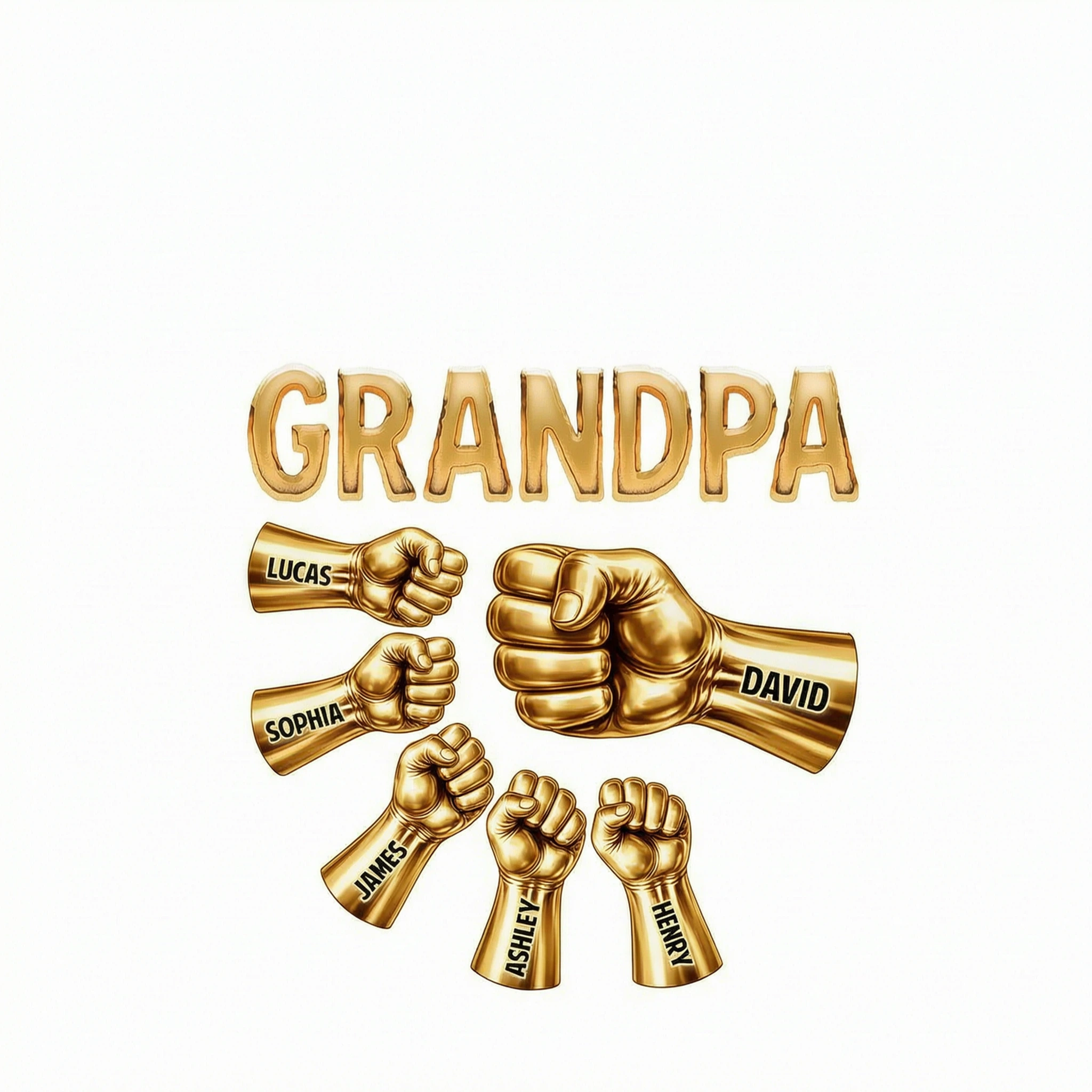 Grandpa Dad Strong Fist Bump - Personalized Shirt - Father's Day Gift For Grandpa