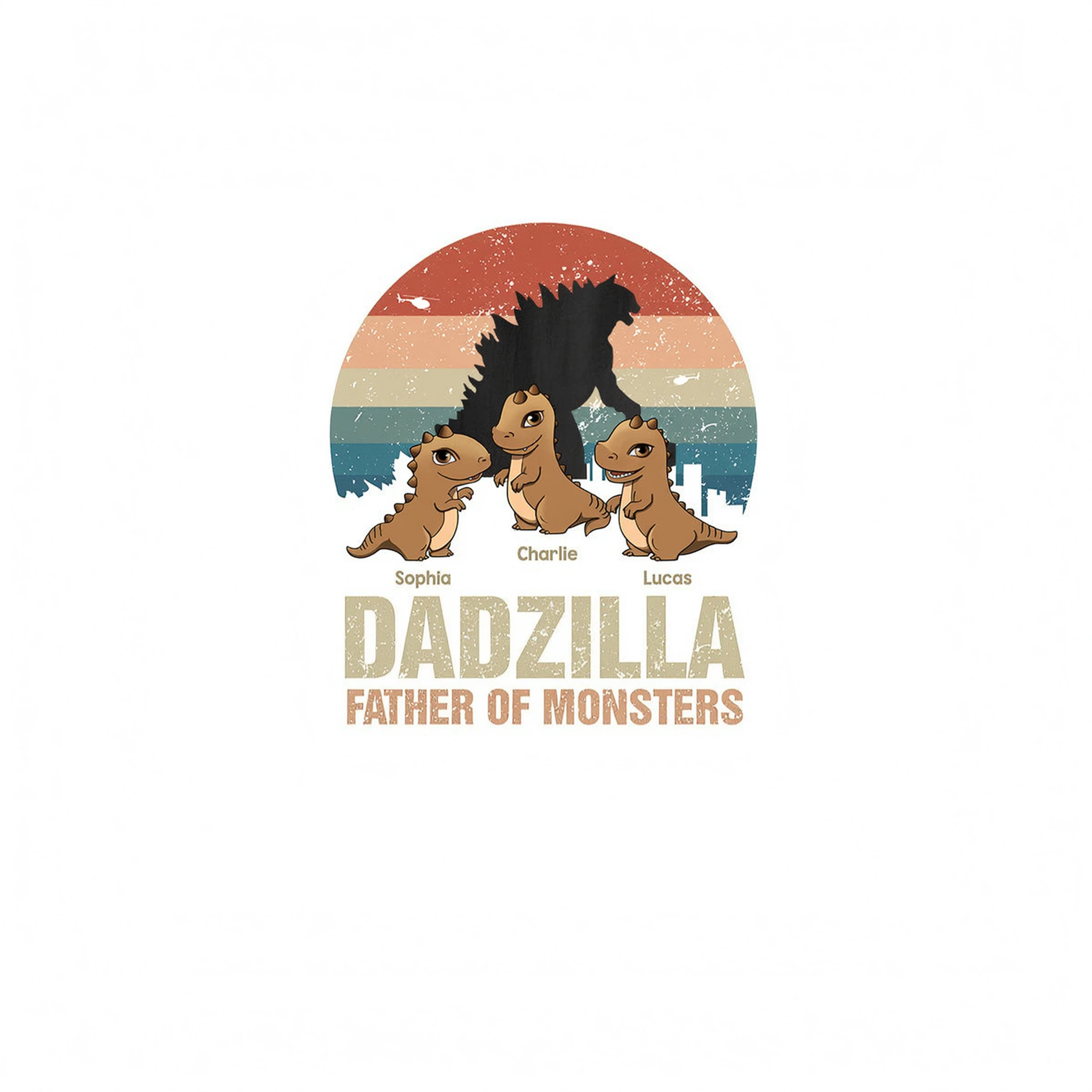 Dadzilla Retro Dinosaurs Personalized Shirt