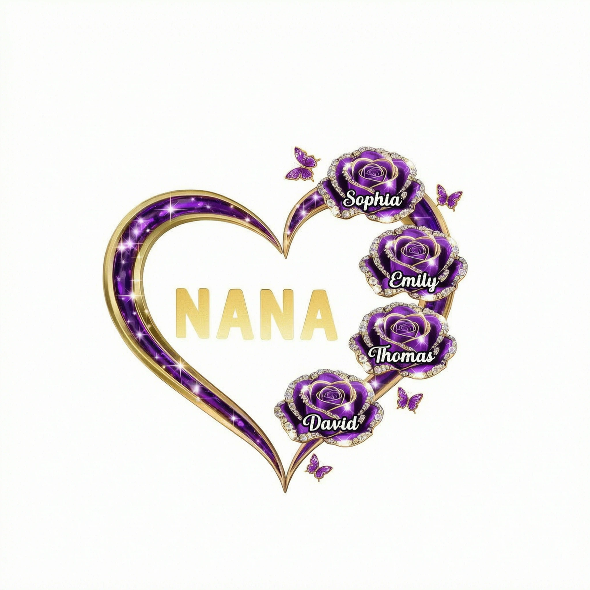 Grandma Rose Heart Custom Kids Names - Personalized Shirt - Gift For Grandma, Mom