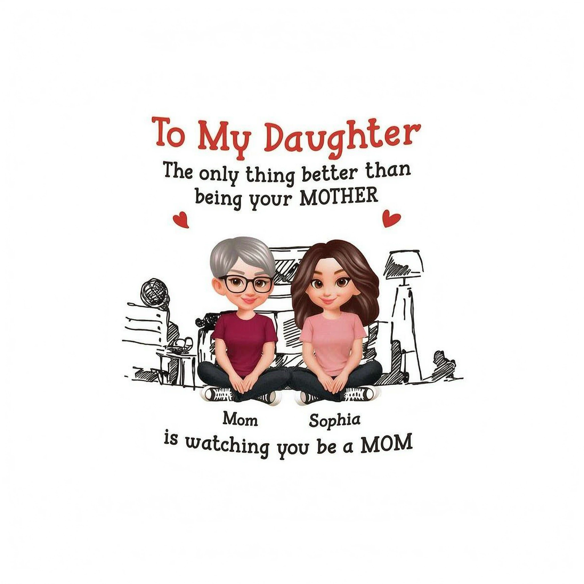 To My Daughter From Mom Dad - Personalized Tumbler With Handle - Heartfelt Mother's Day Gift For Daughter