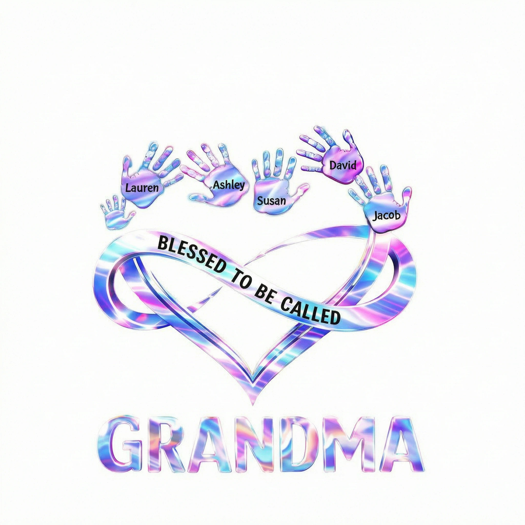 Blessed to be Called Grandma Mom with Kids' Handprint - Personalized Shirt - Sentimental Gift for Grandma, Mom