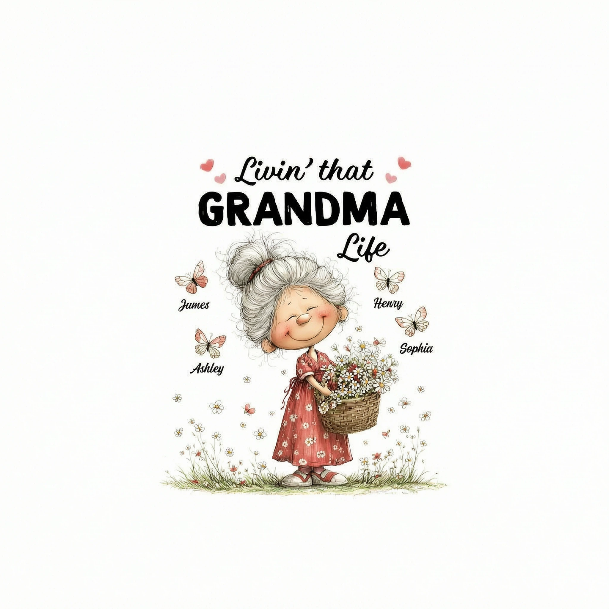 Livin' That Grandma Happy Life Whimsical Style - Personalized Shirt - Gift For Grandma, Mom