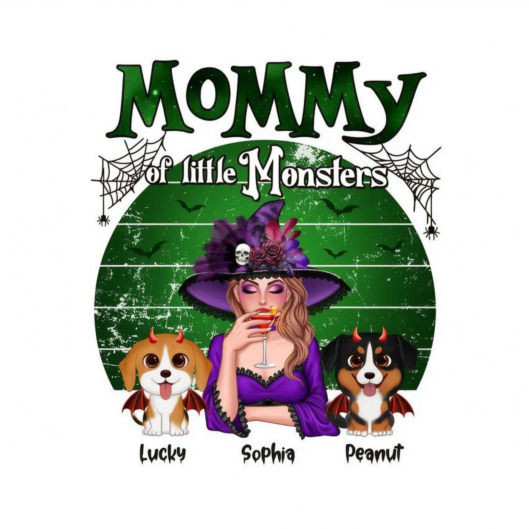 Mommy Of The Monsters Halloween Green Retro Personalized Shirt
