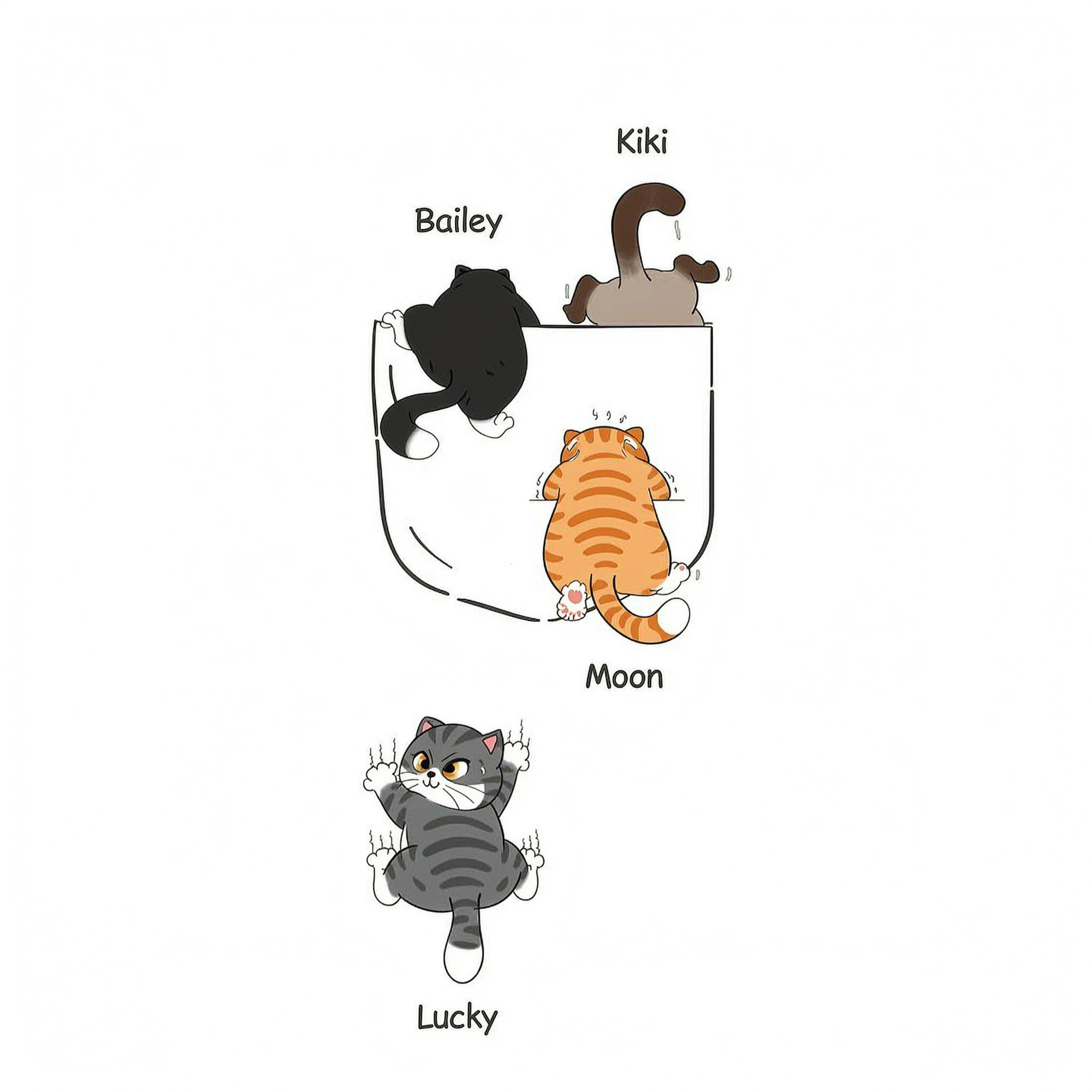 Cute Naughty Cat Climbing Pocket Personalized Shirt