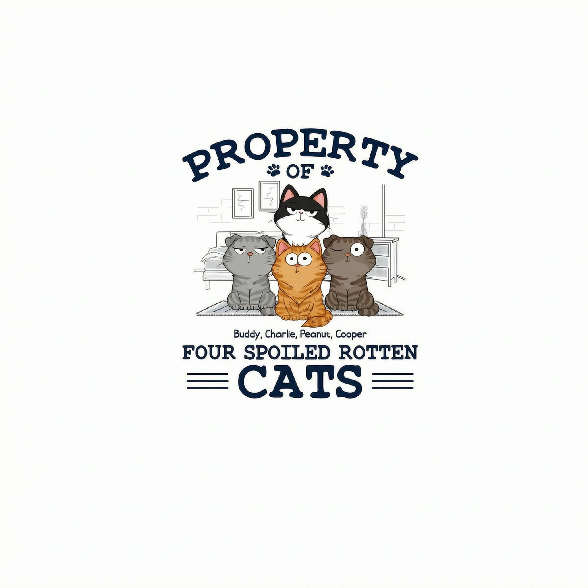 Property Of Spoiled Rotten Cats Funny Cats Expressions Personalized Shirt