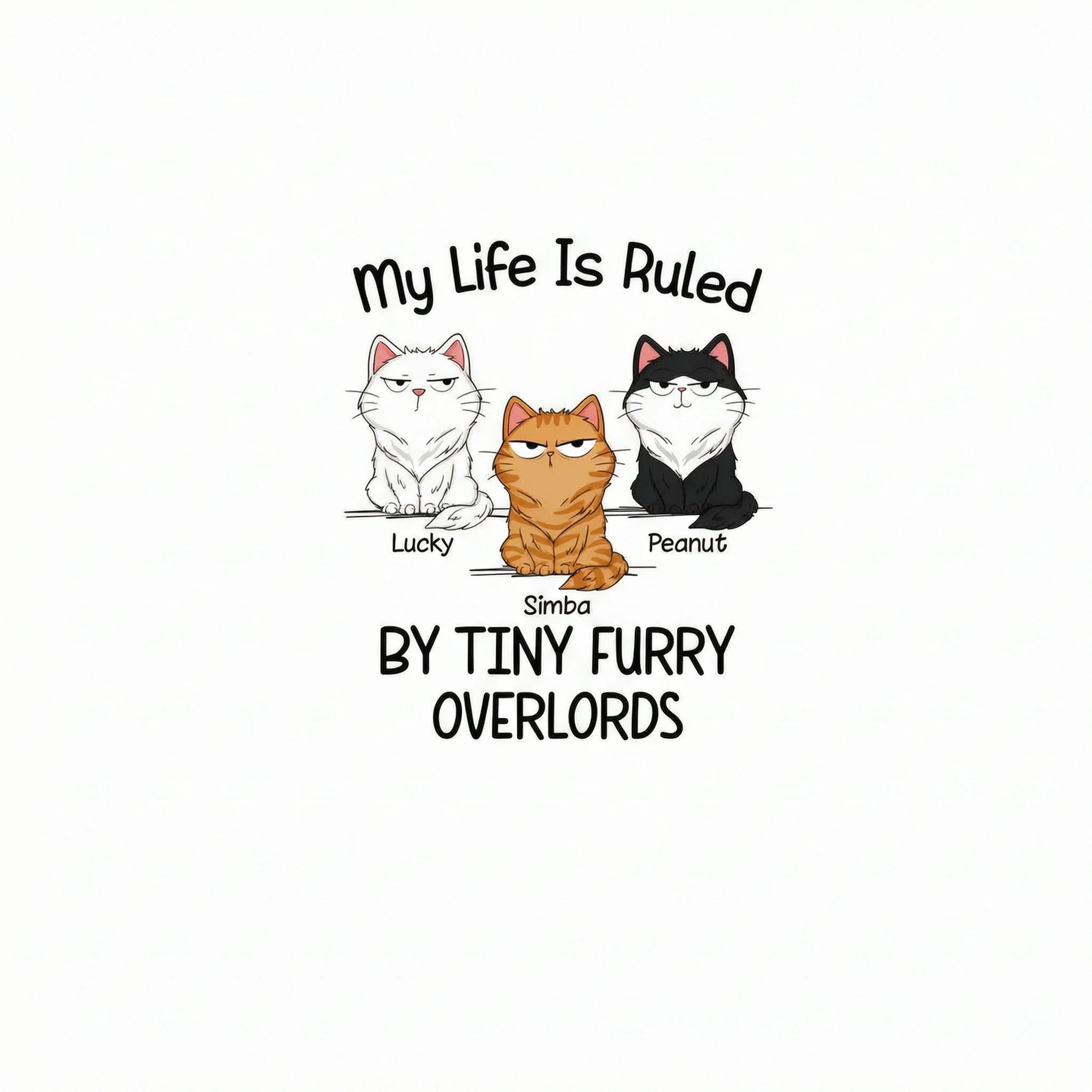 Funny Cats Expressions My Life Is Ruled By Tiny Furry Overlords Personalized Shirt