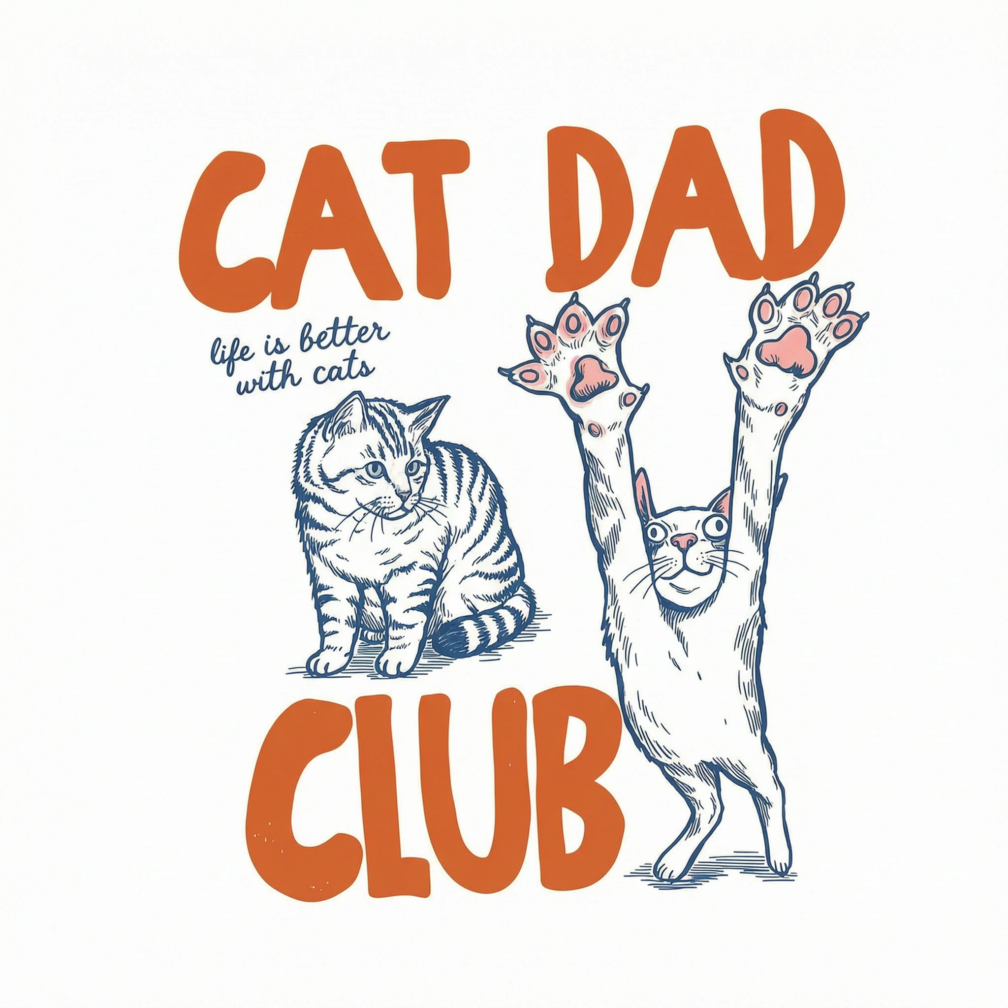 Cat Dad Club Trending Orange Blue Theme - Personalized Shirt - Father's Day Gift For Cat Dad