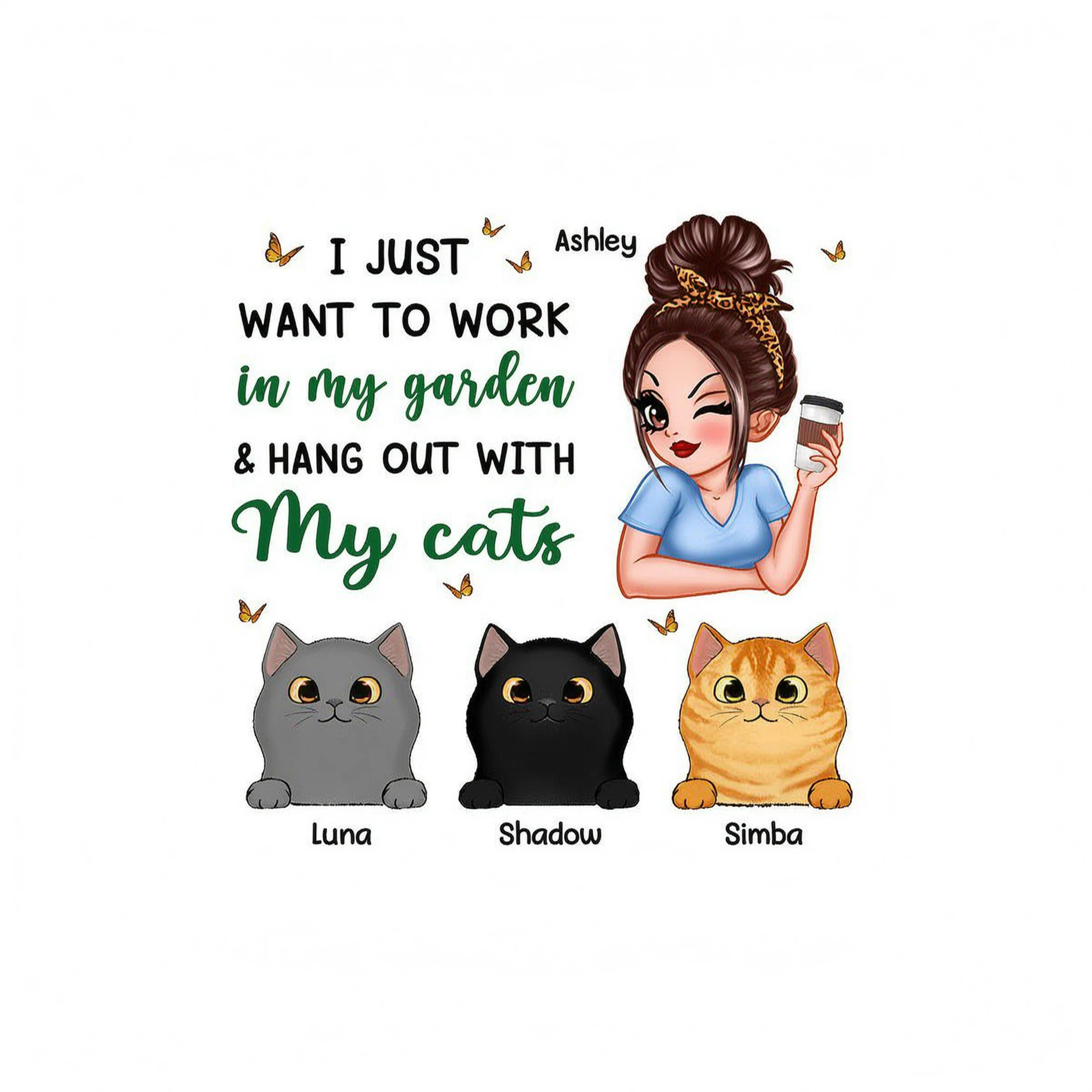 Work In My Garden And Hang Out With My Cats Plant Lady Personalized Shirt